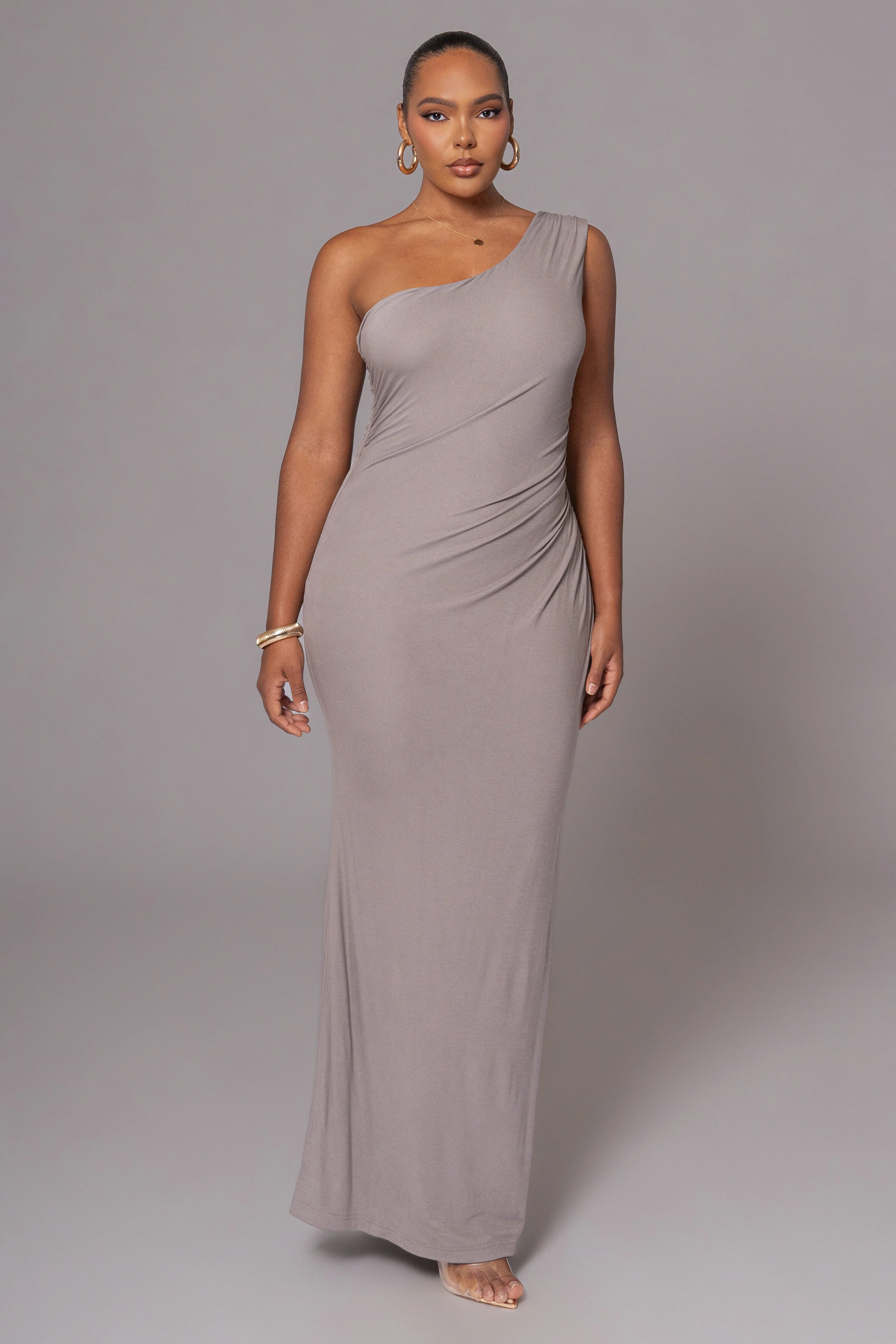 Grey Kianna Drape Maxi Dress - Image 3