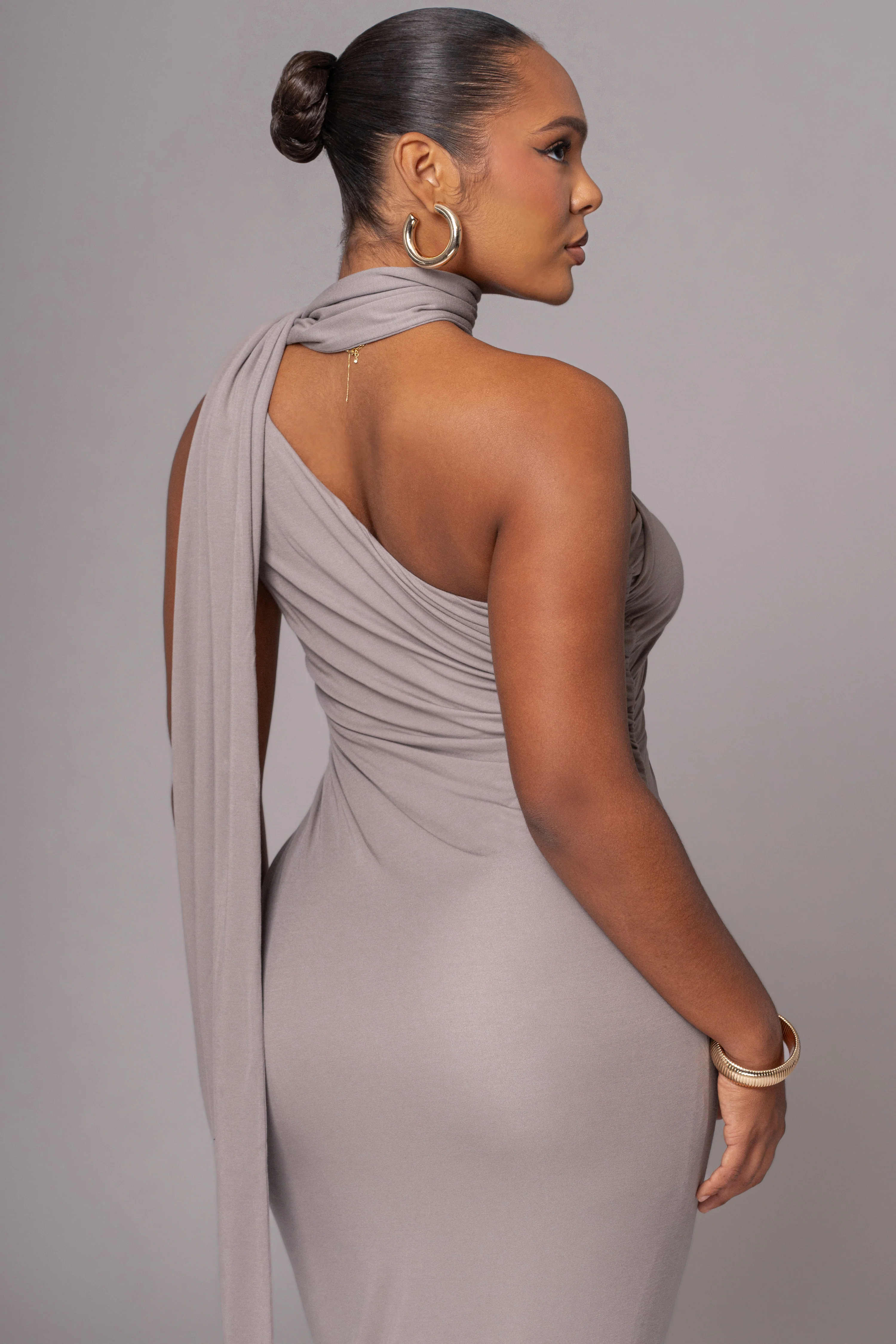 Grey Kianna Drape Maxi Dress - Image 6