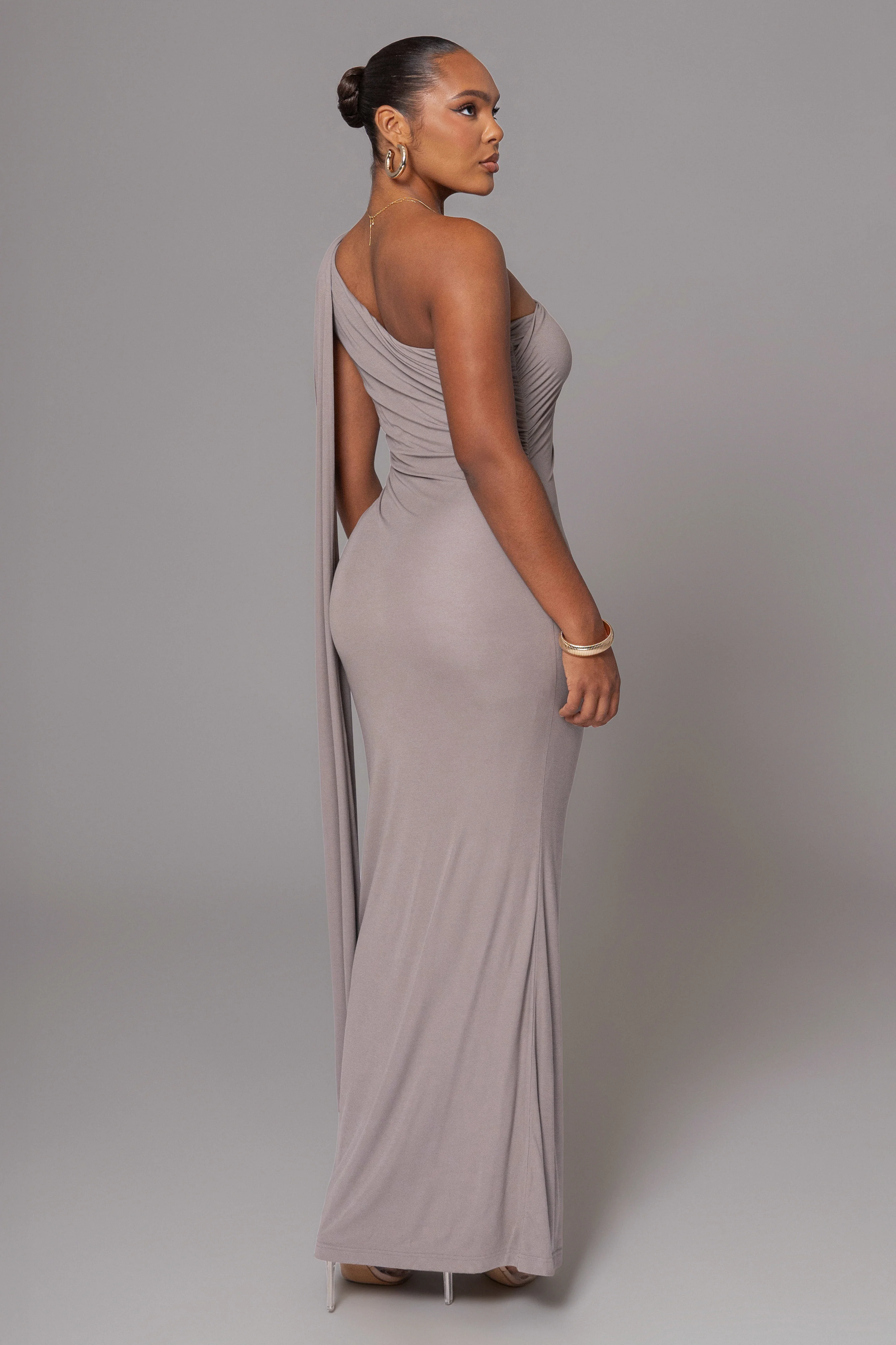 Grey Kianna Drape Maxi Dress - Image 7