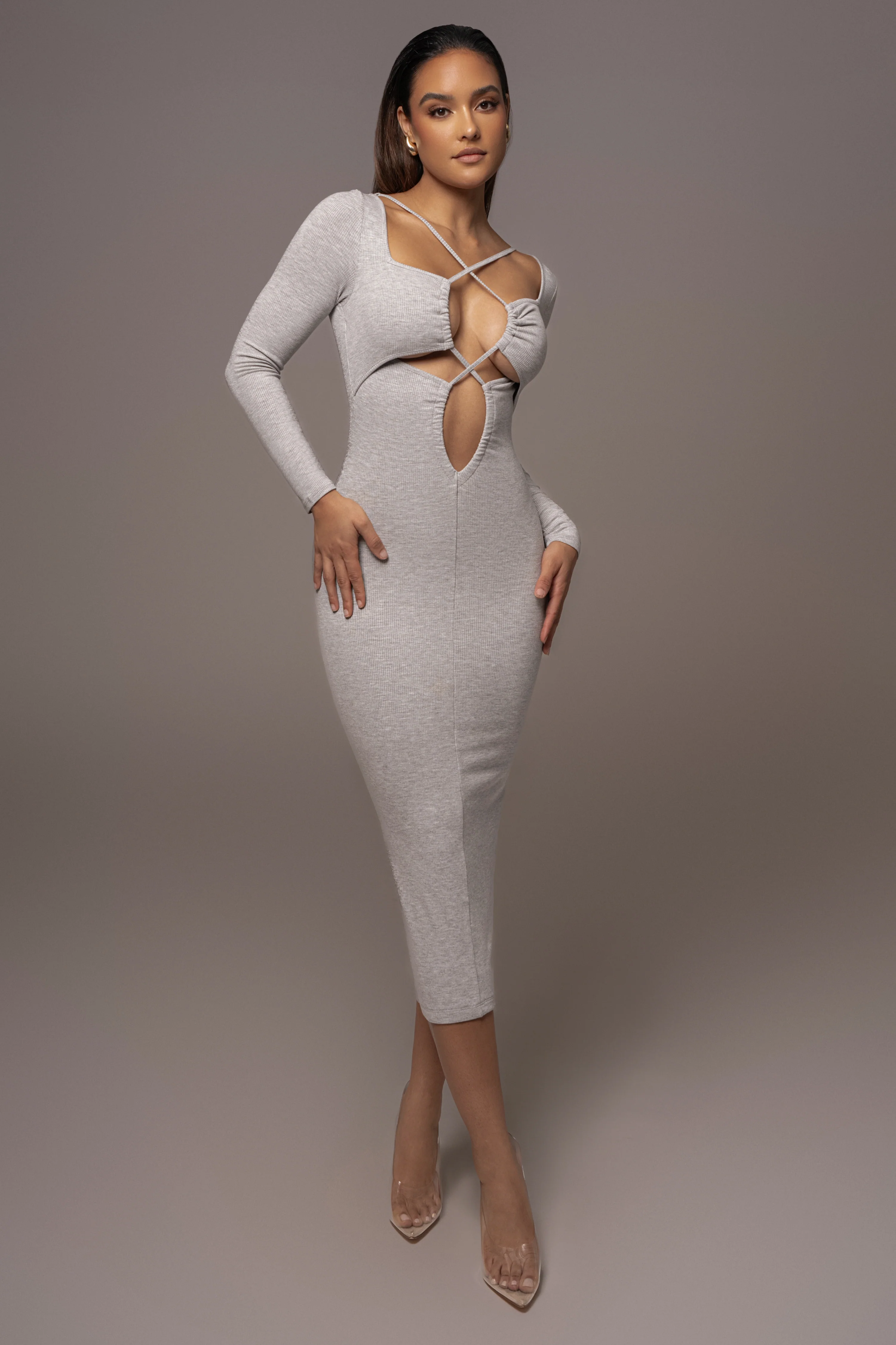 Grey Mesmerize Midi Dress - Image 4