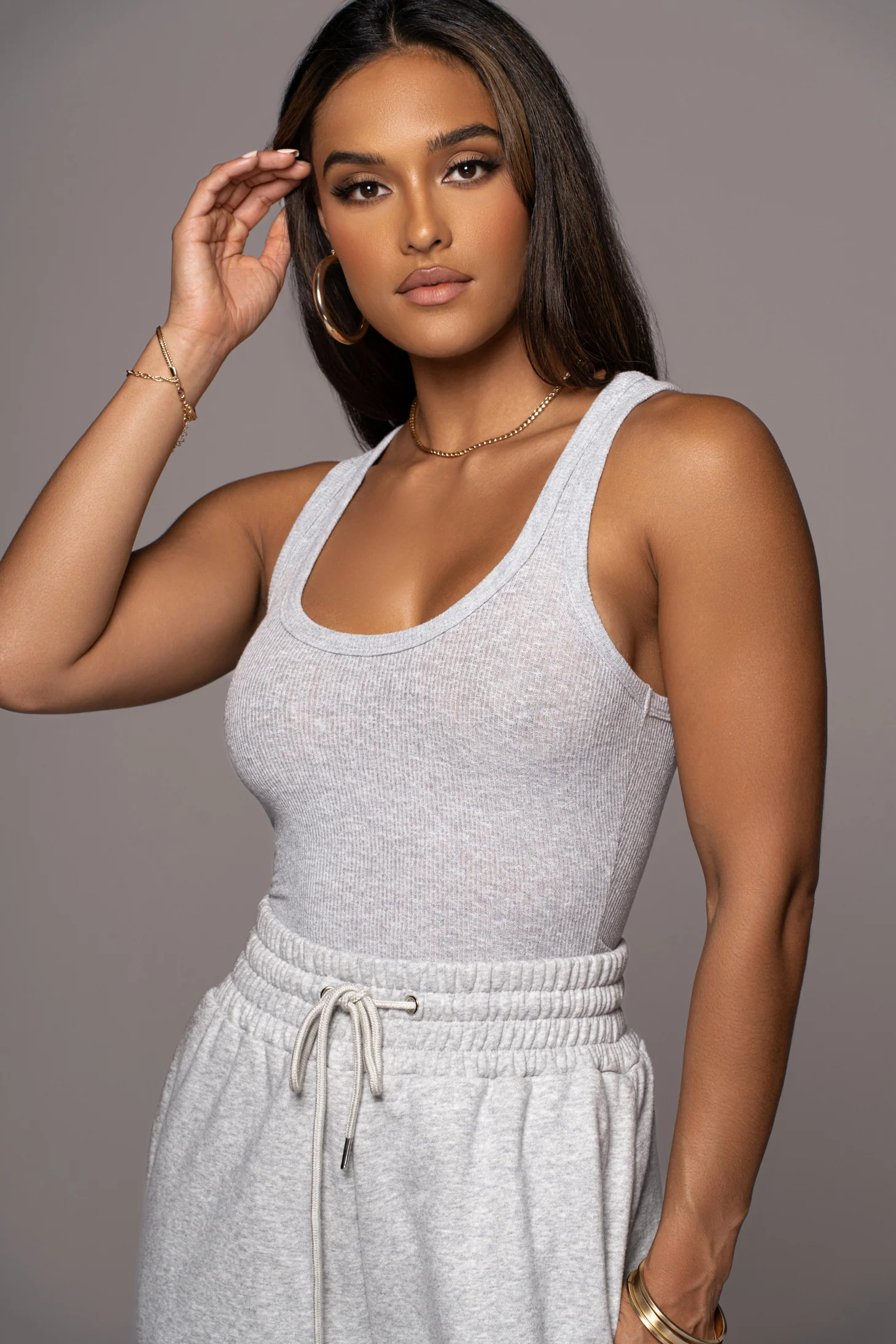 Grey Nila Ribbed Tank - Image 3