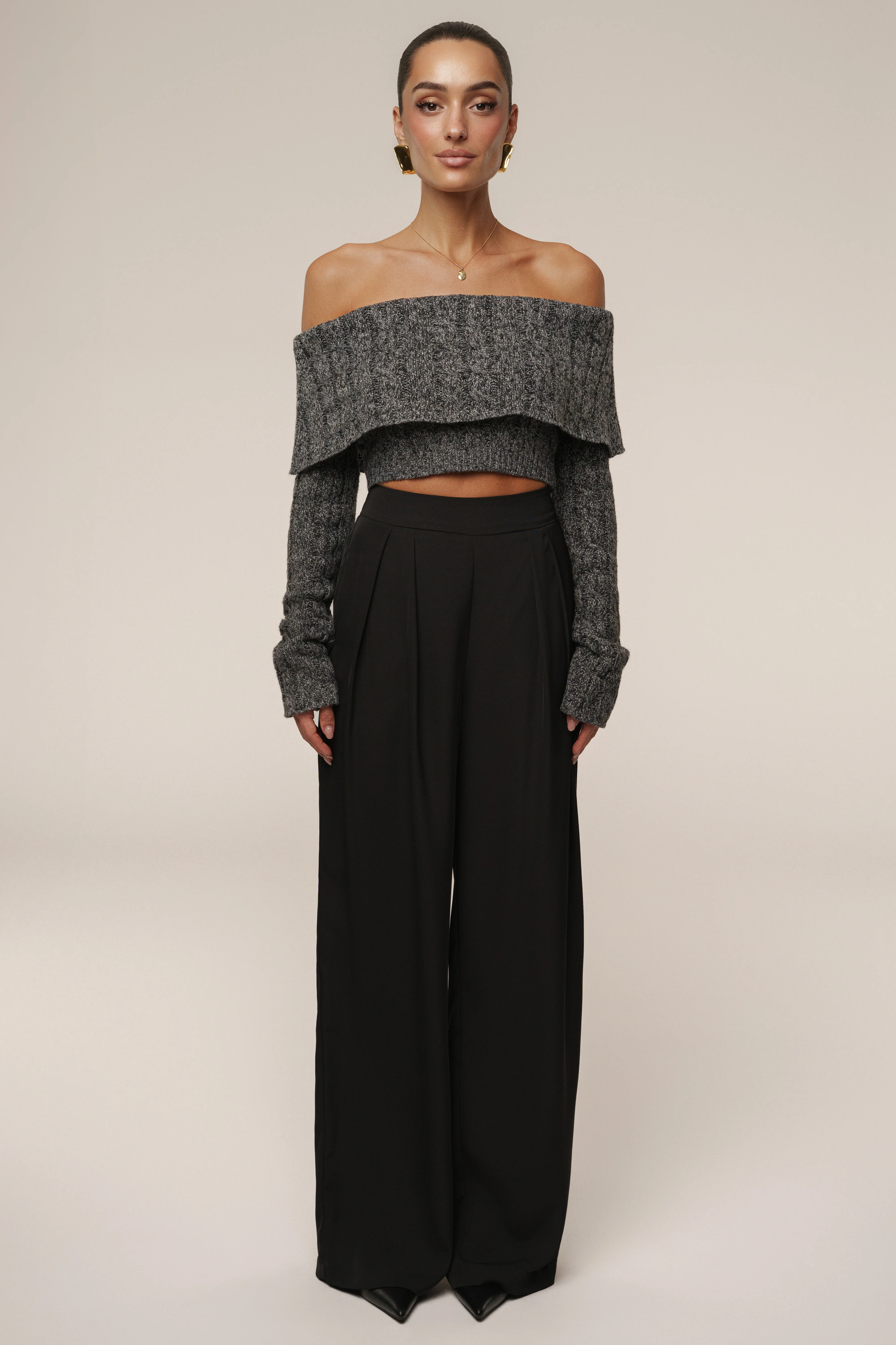 Grey Off Duty Sweater Top - Image 3