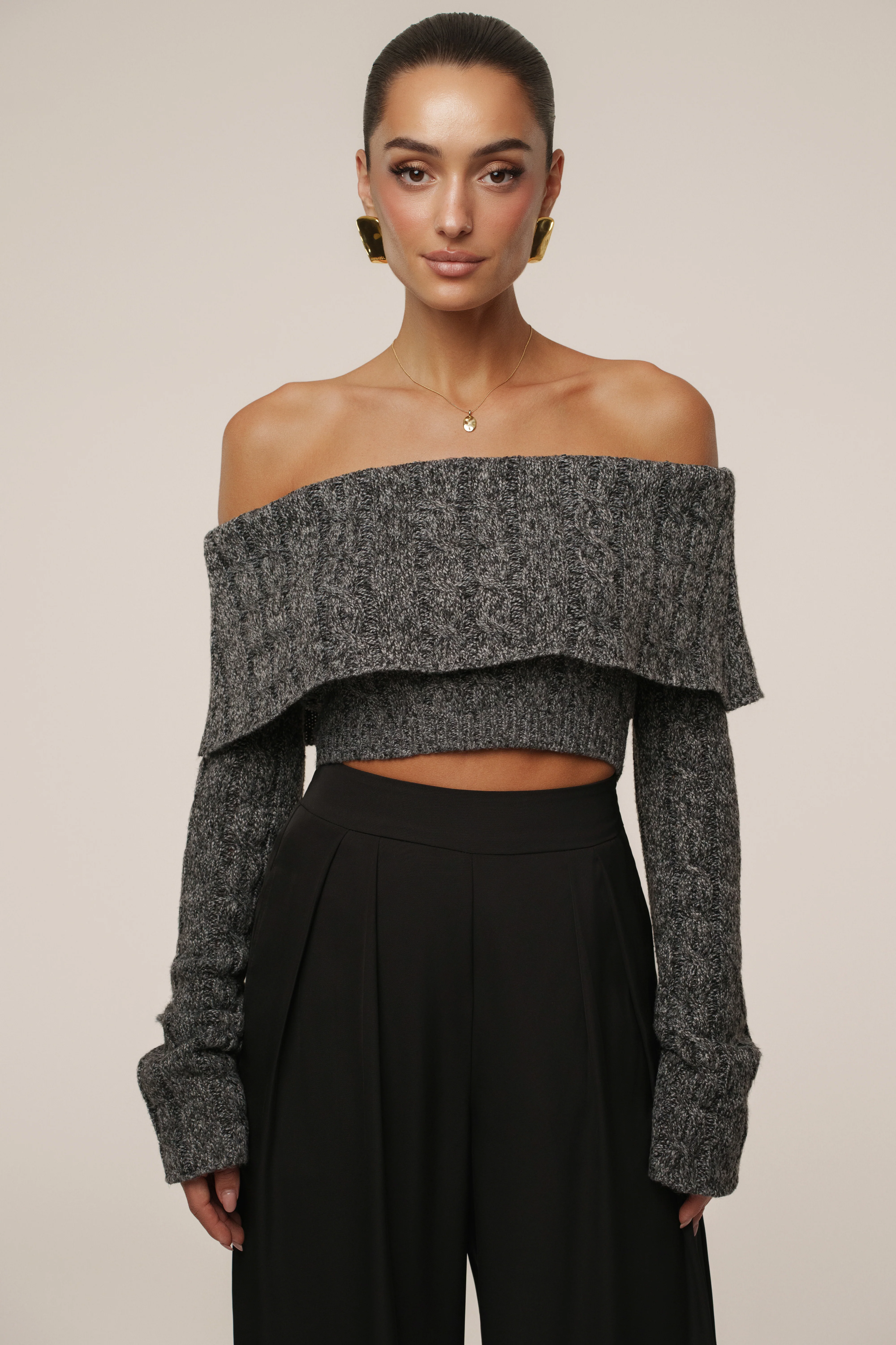 Grey Off Duty Sweater Top - Image 4