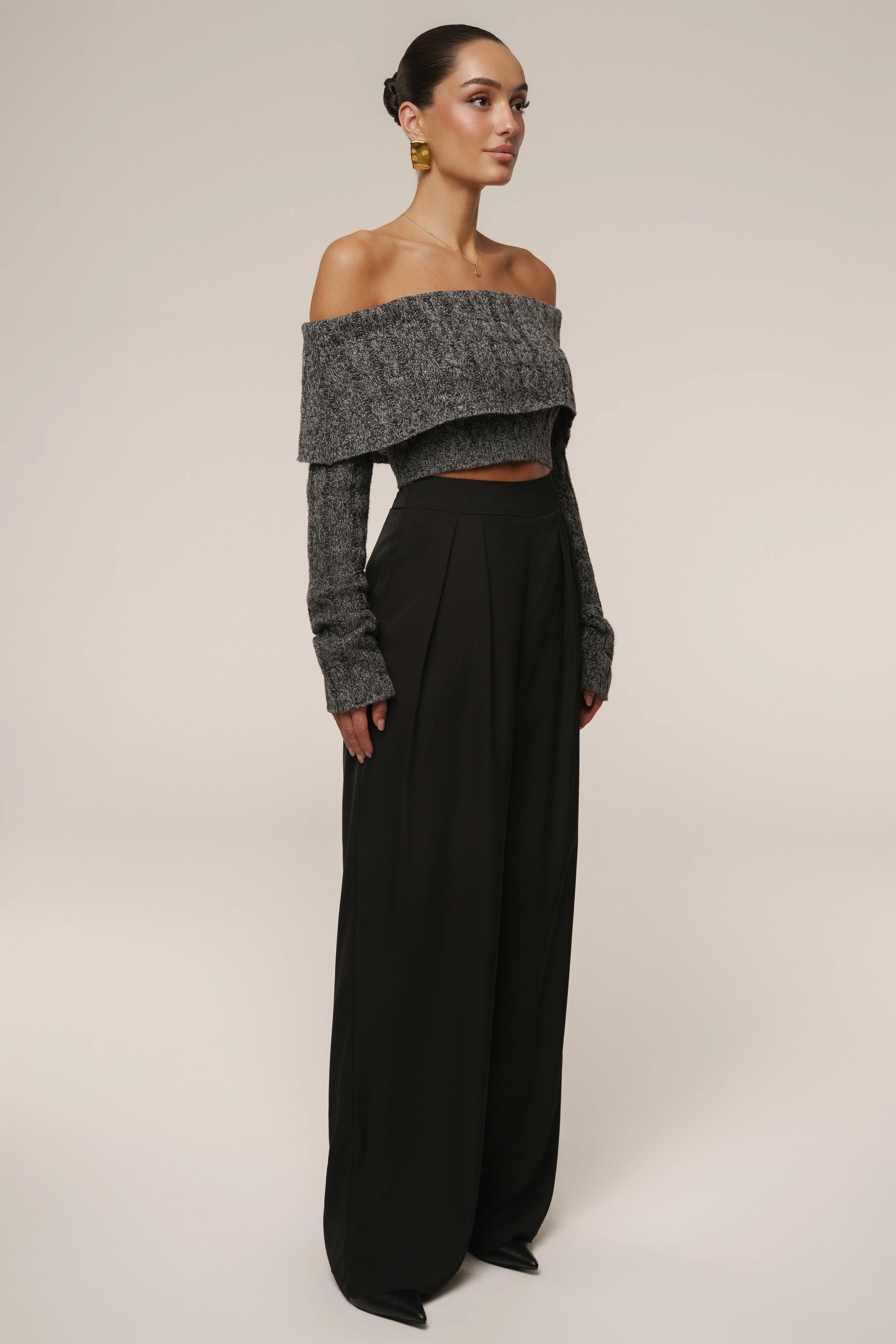 Grey Off Duty Sweater Top - Image 5