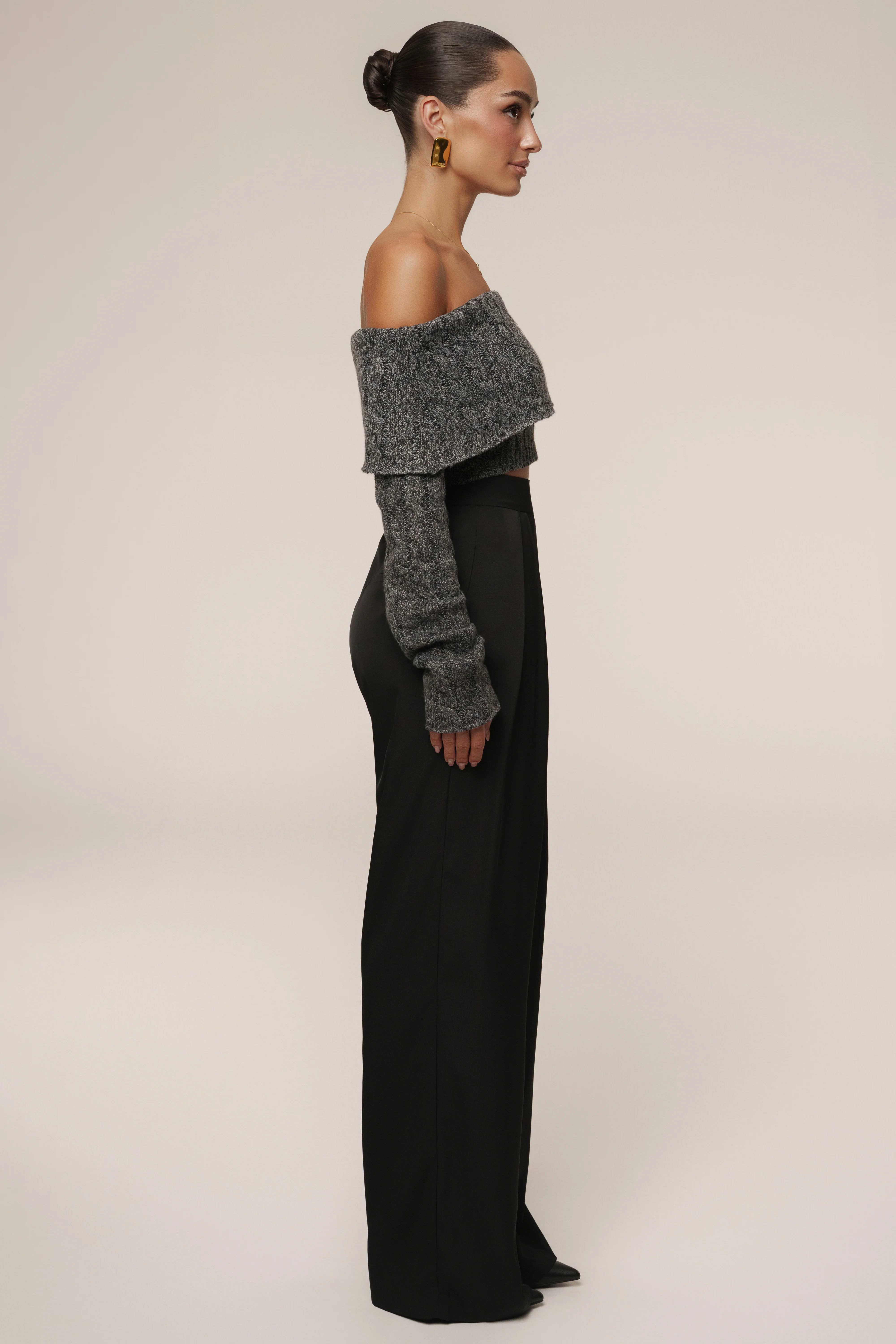 Grey Off Duty Sweater Top - Image 6