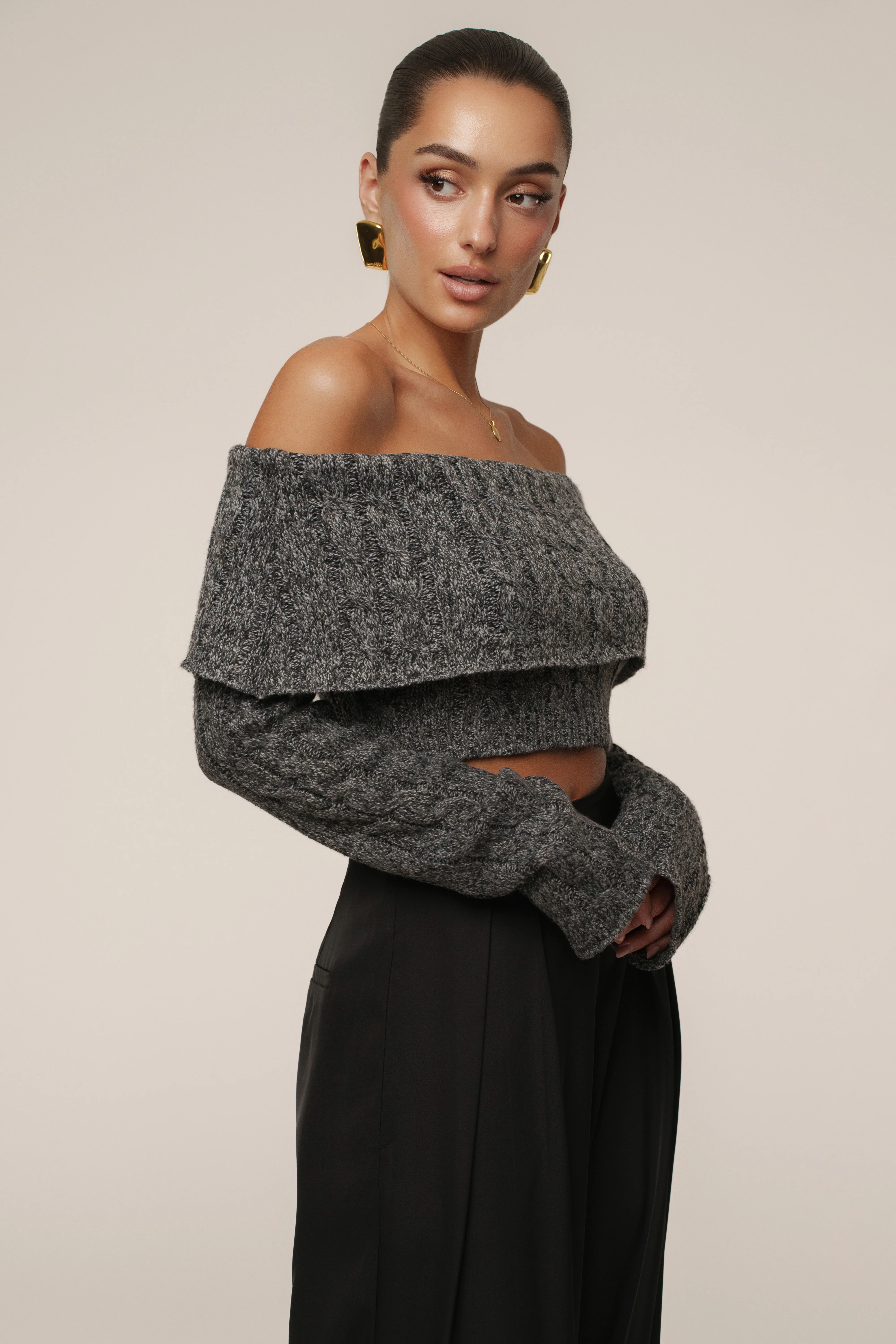 Grey Off Duty Sweater Top - Image 7