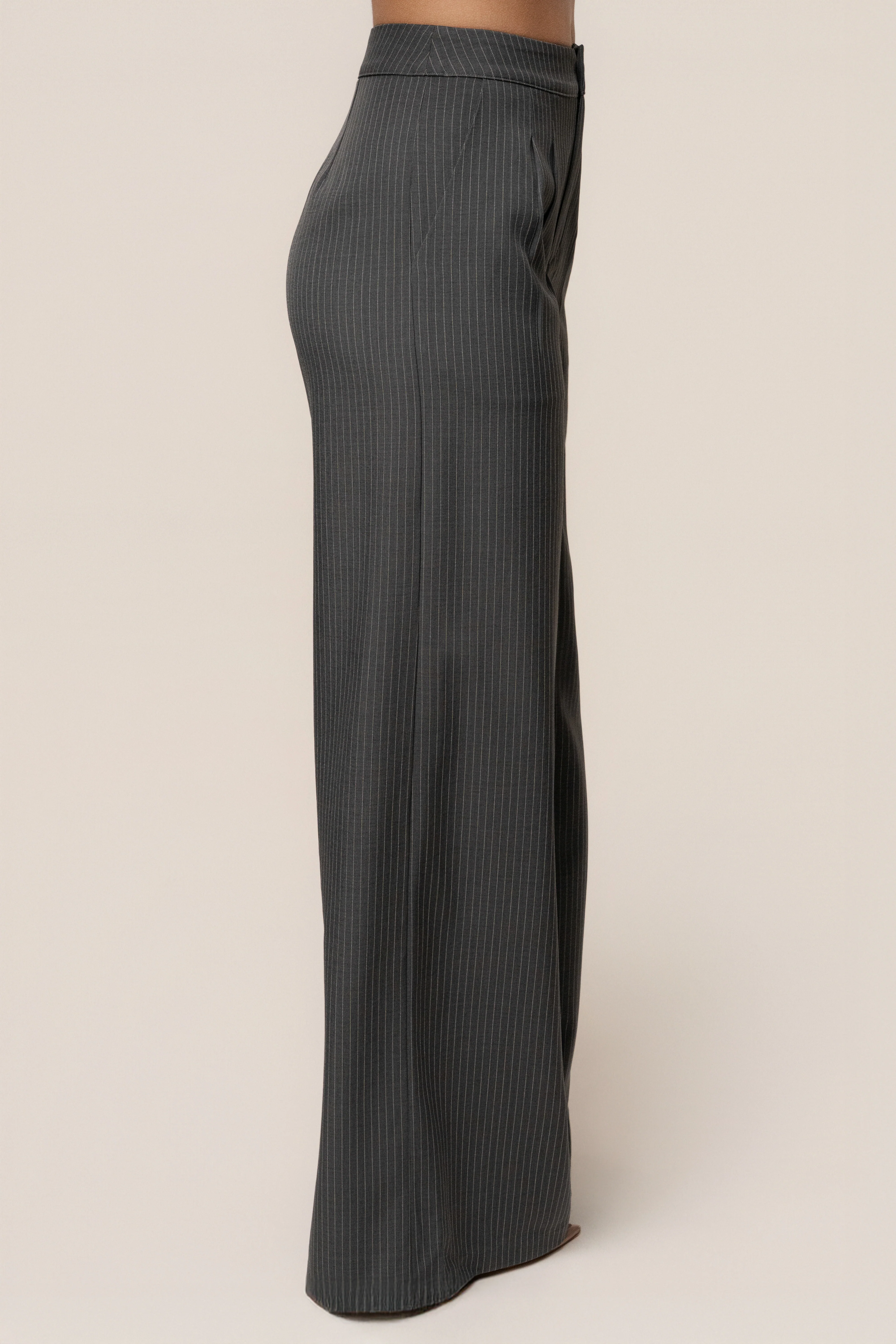 Grey Relaxed Pinstripe Pant Set - Image 6