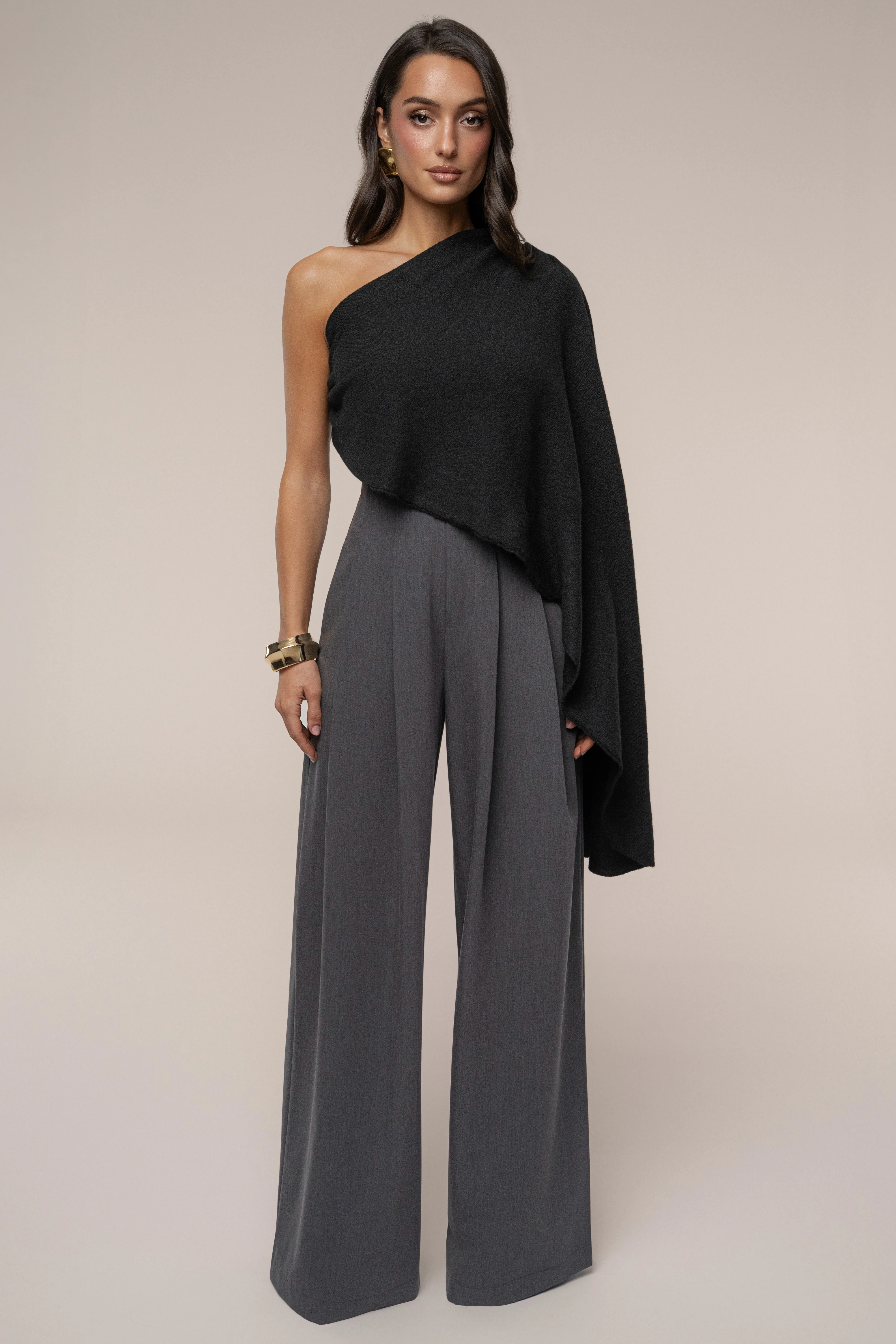 Grey Polished Pleat Trouser - Image 3