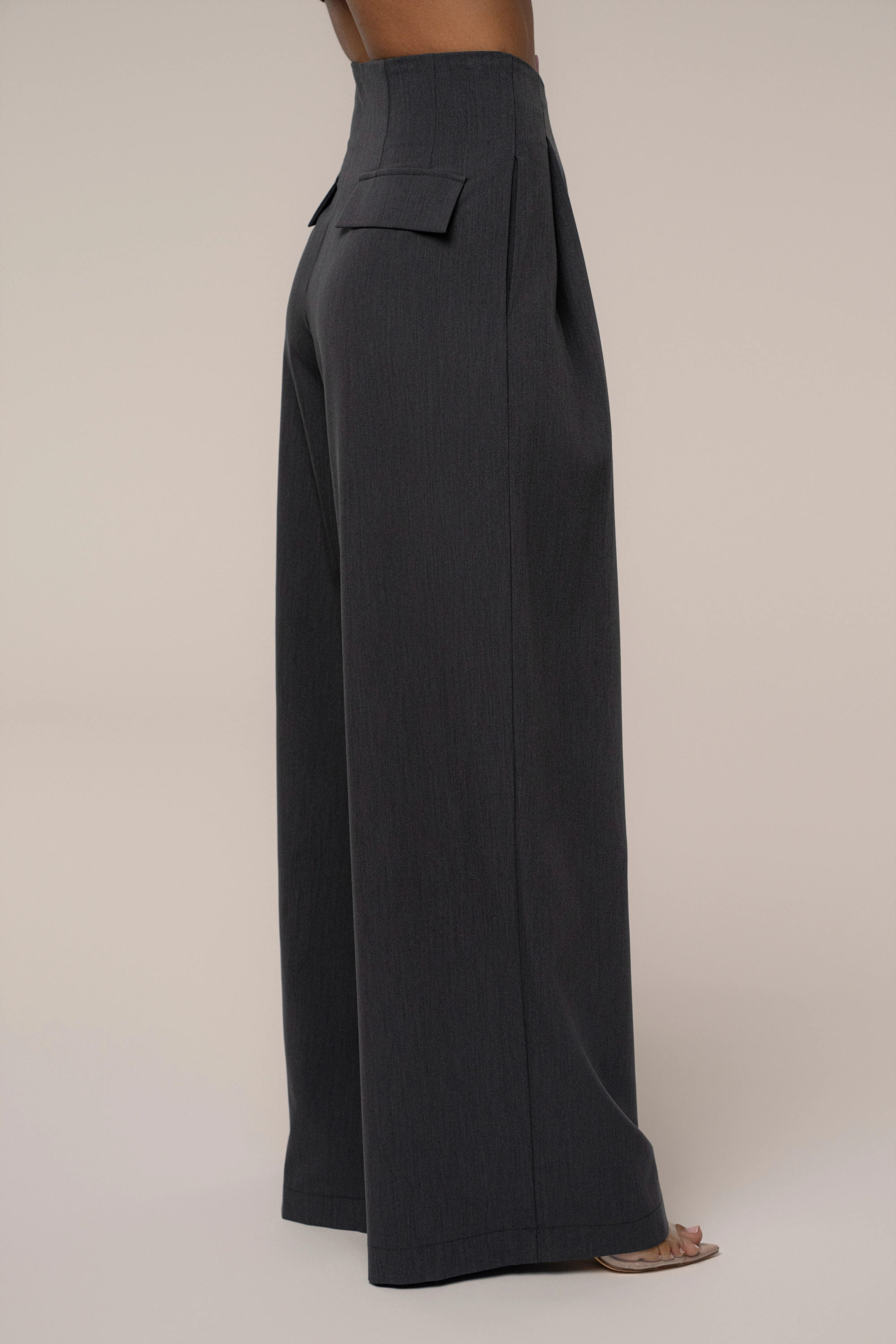 Grey Polished Pleat Trouser - Image 6