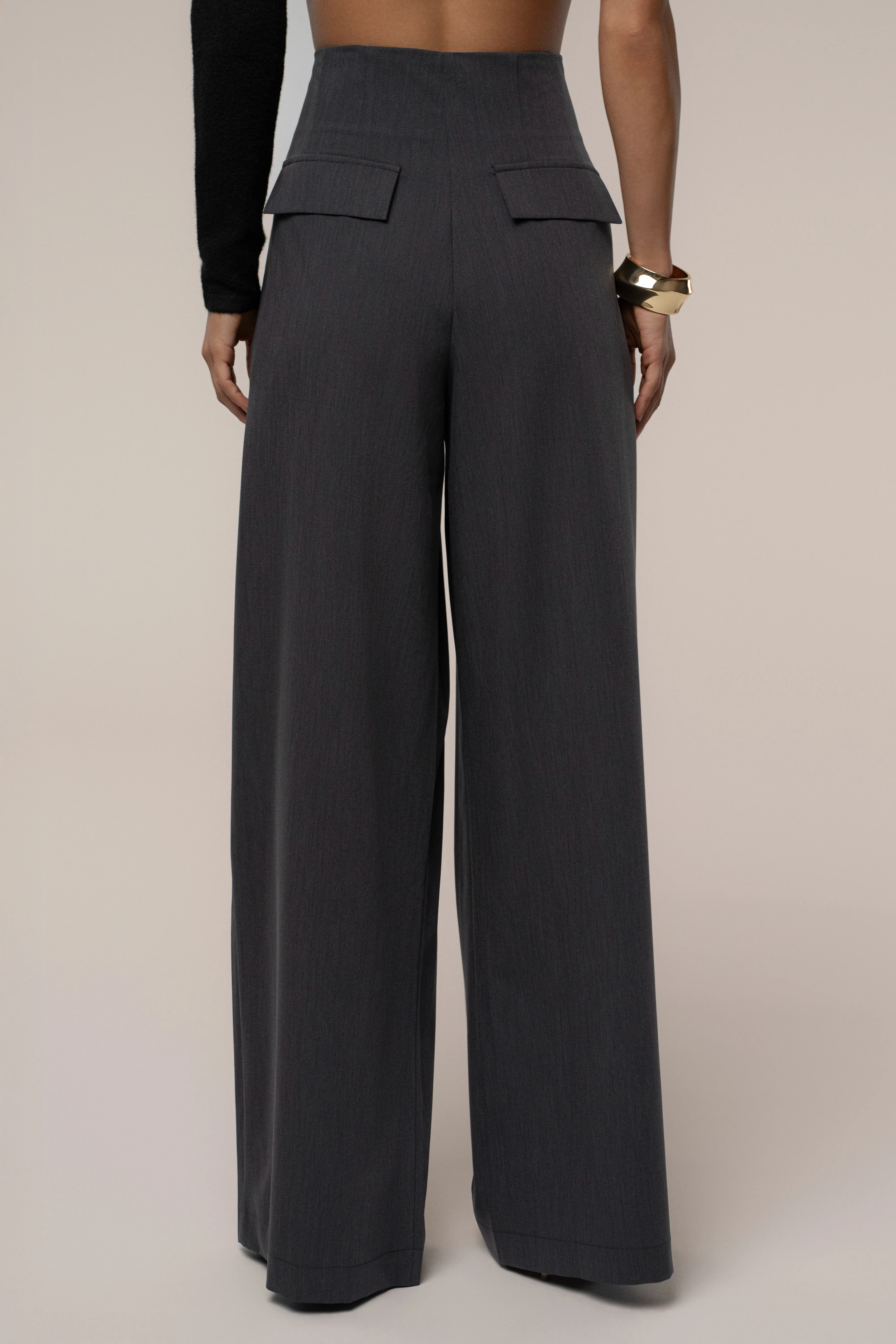 Grey Polished Pleat Trouser - Image 7