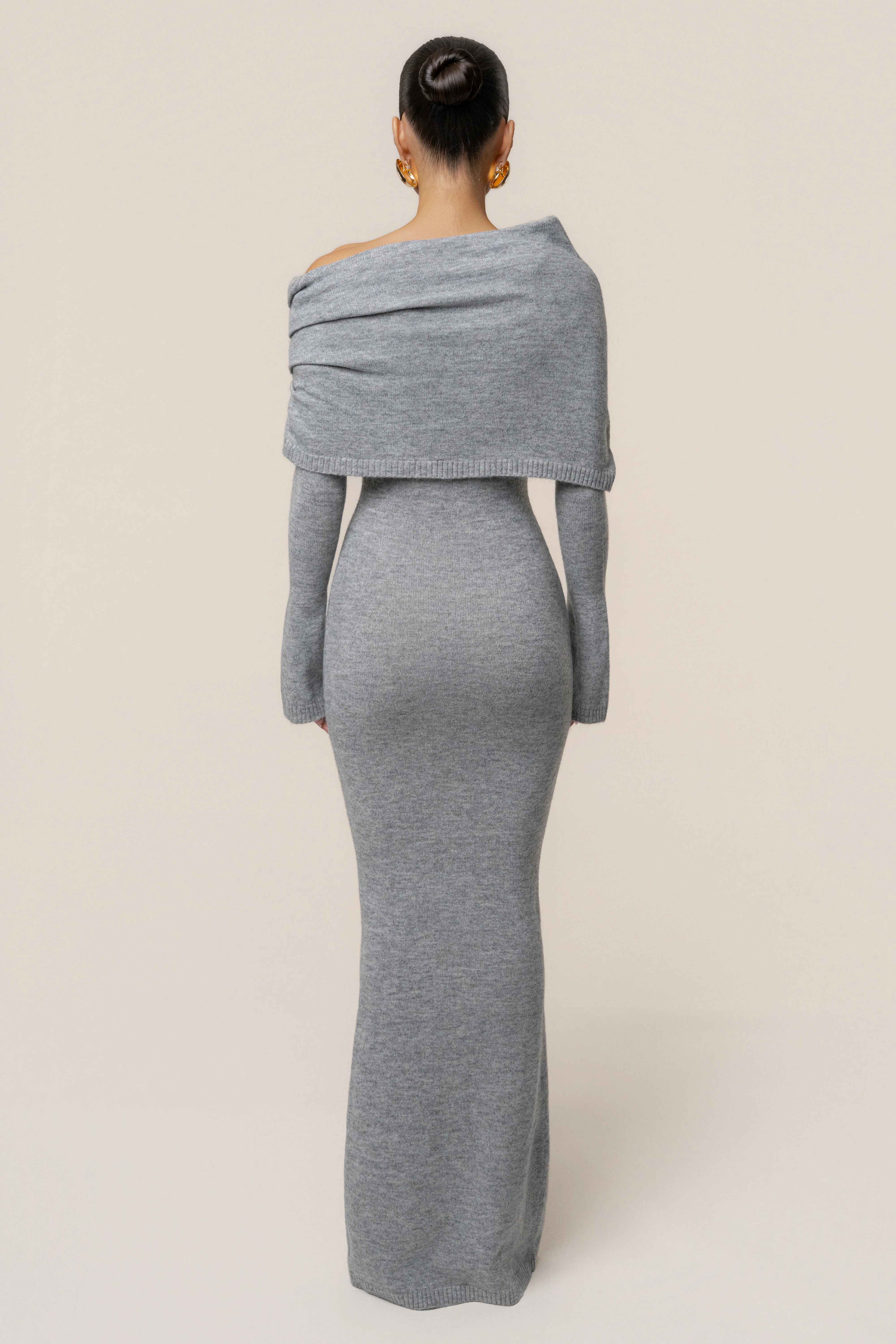 Grey Soft Haven Off-Shoulder Dress - Image 11