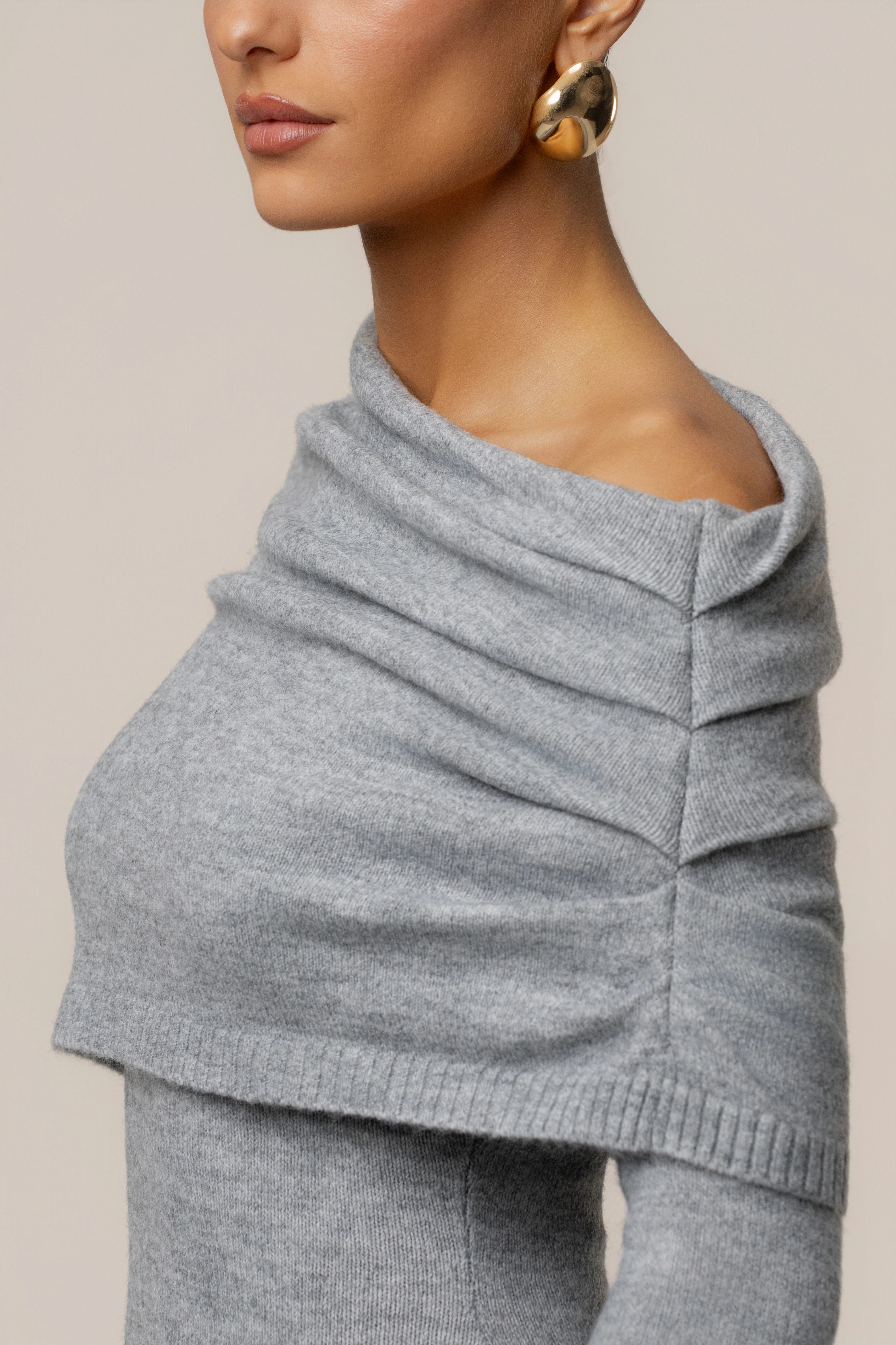 Grey Soft Haven Off-Shoulder Dress - Image 12