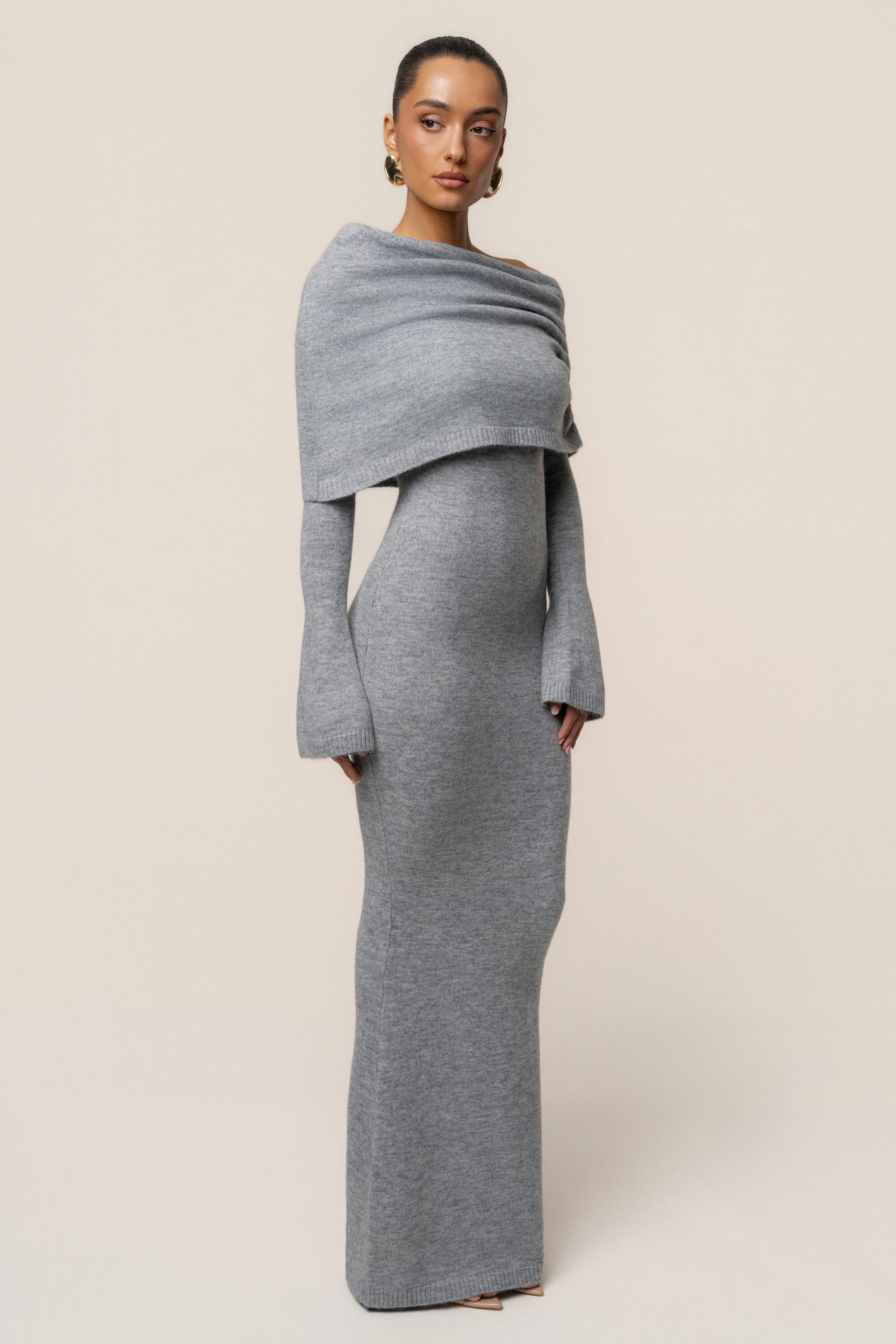 Grey Soft Haven Off-Shoulder Dress - Image 6