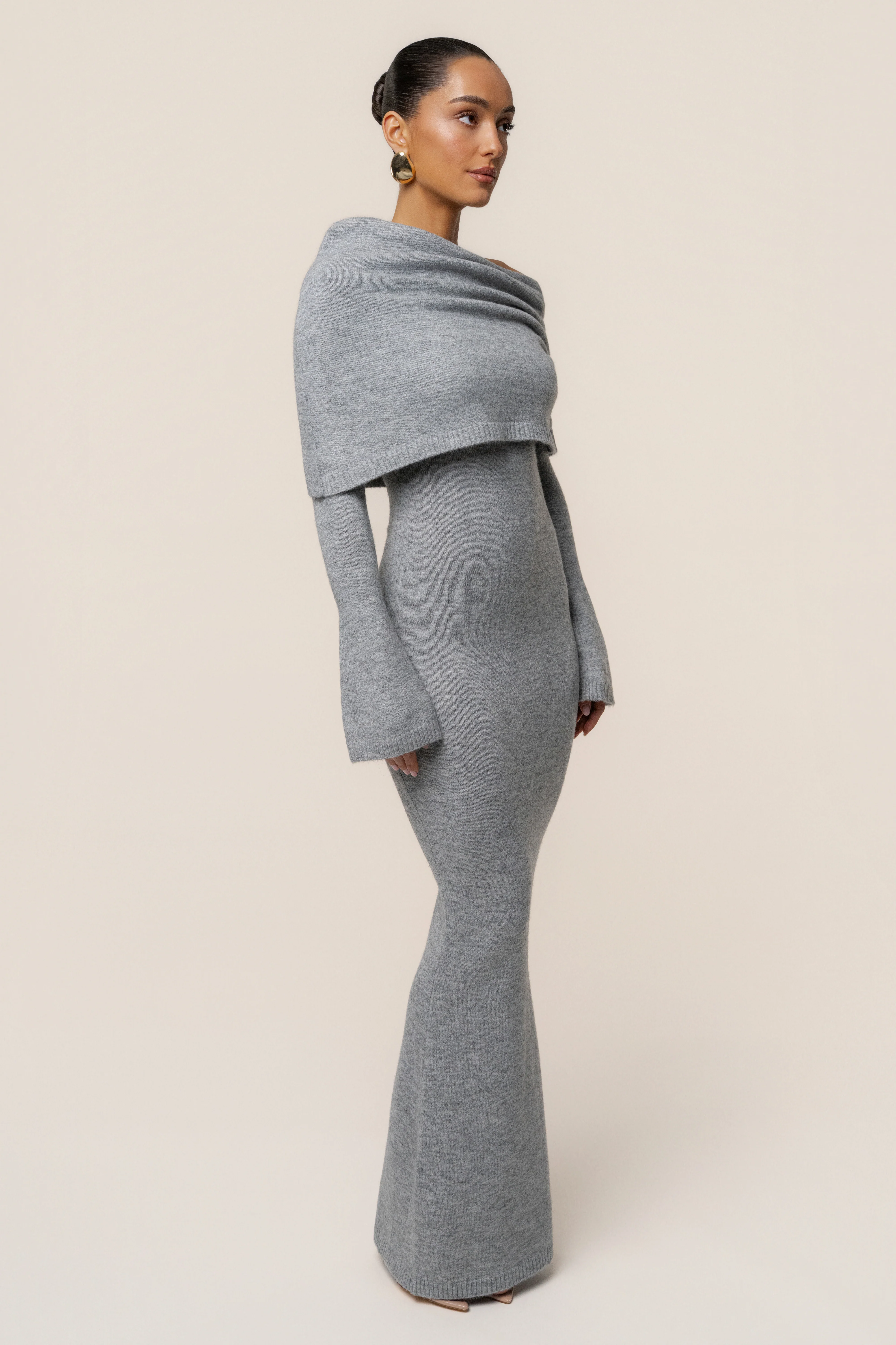 Grey Soft Haven Off-Shoulder Dress - Image 8