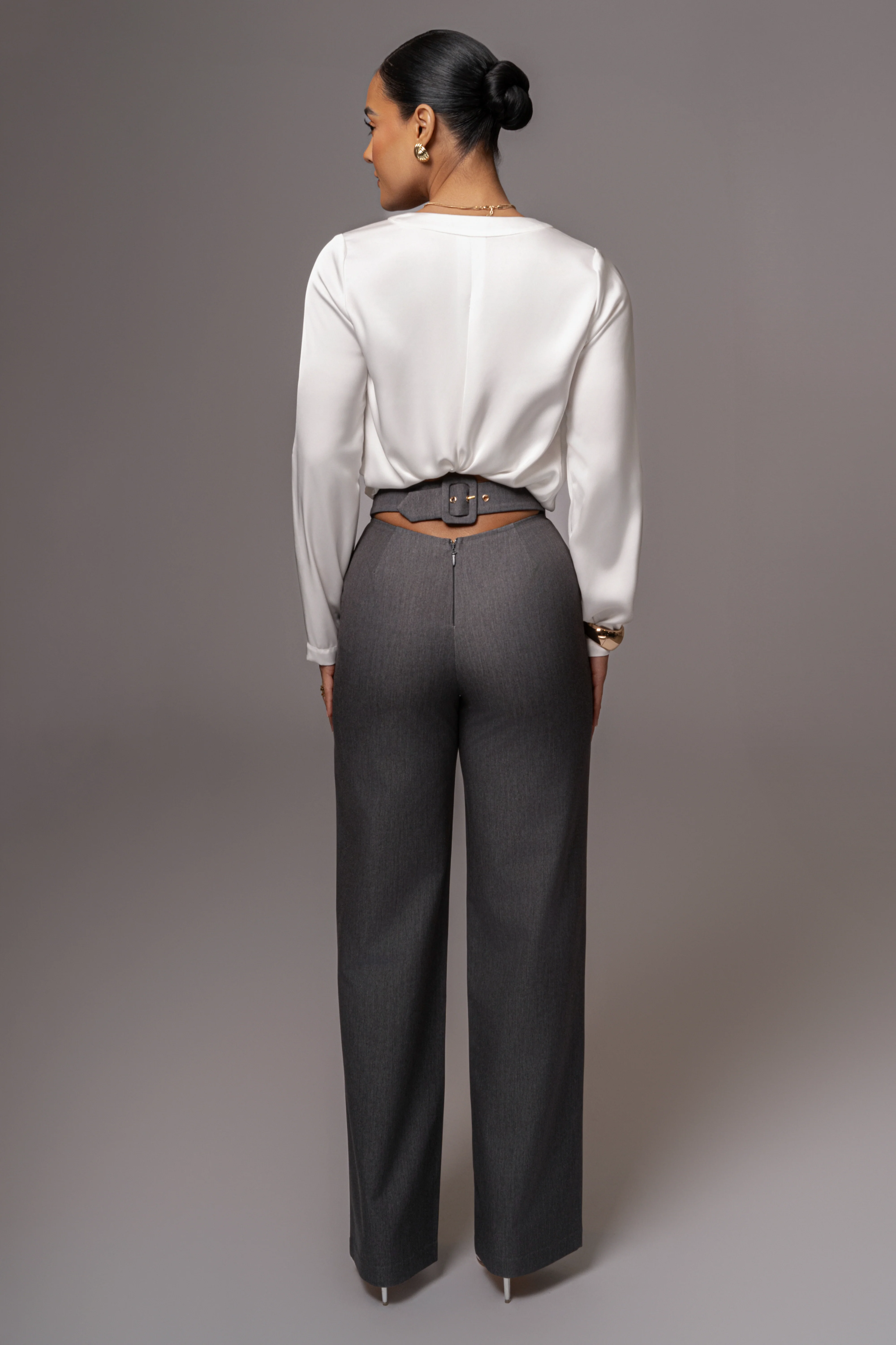 Grey Status Belted Pants - Image 7