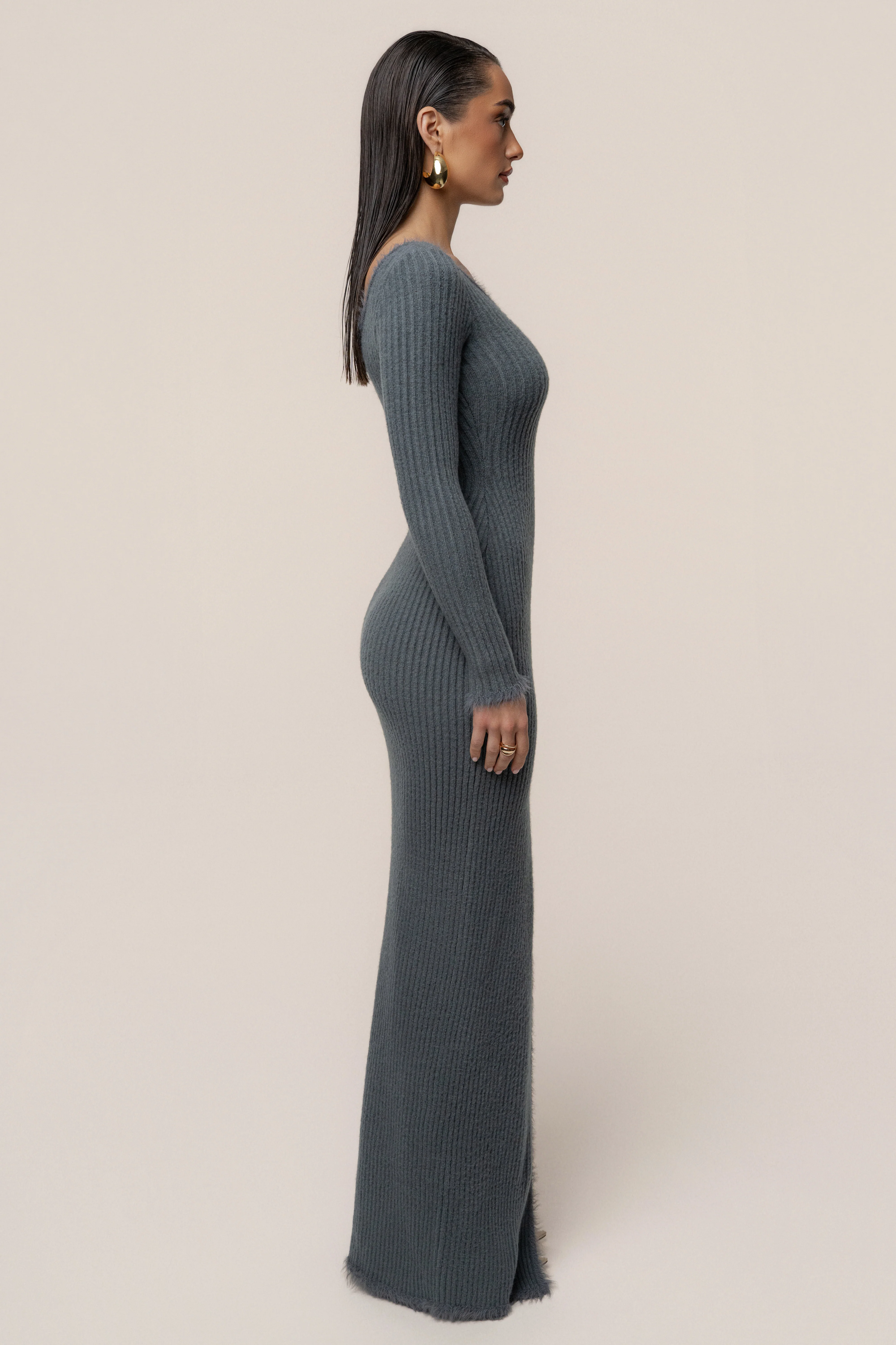Heather Grey Alpine Elegance Slit Dress - Image 10