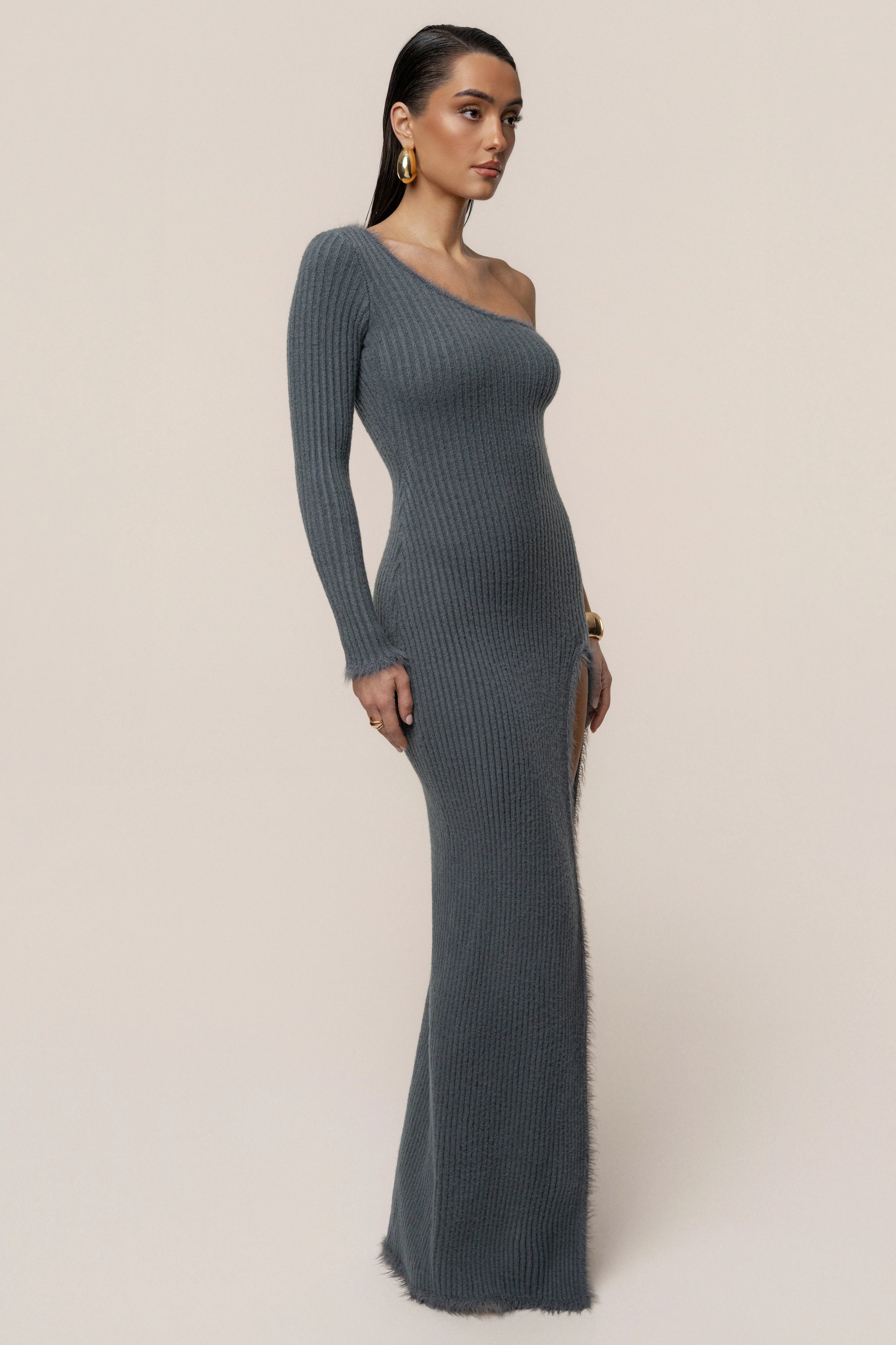 Heather Grey Alpine Elegance Slit Dress - Image 7