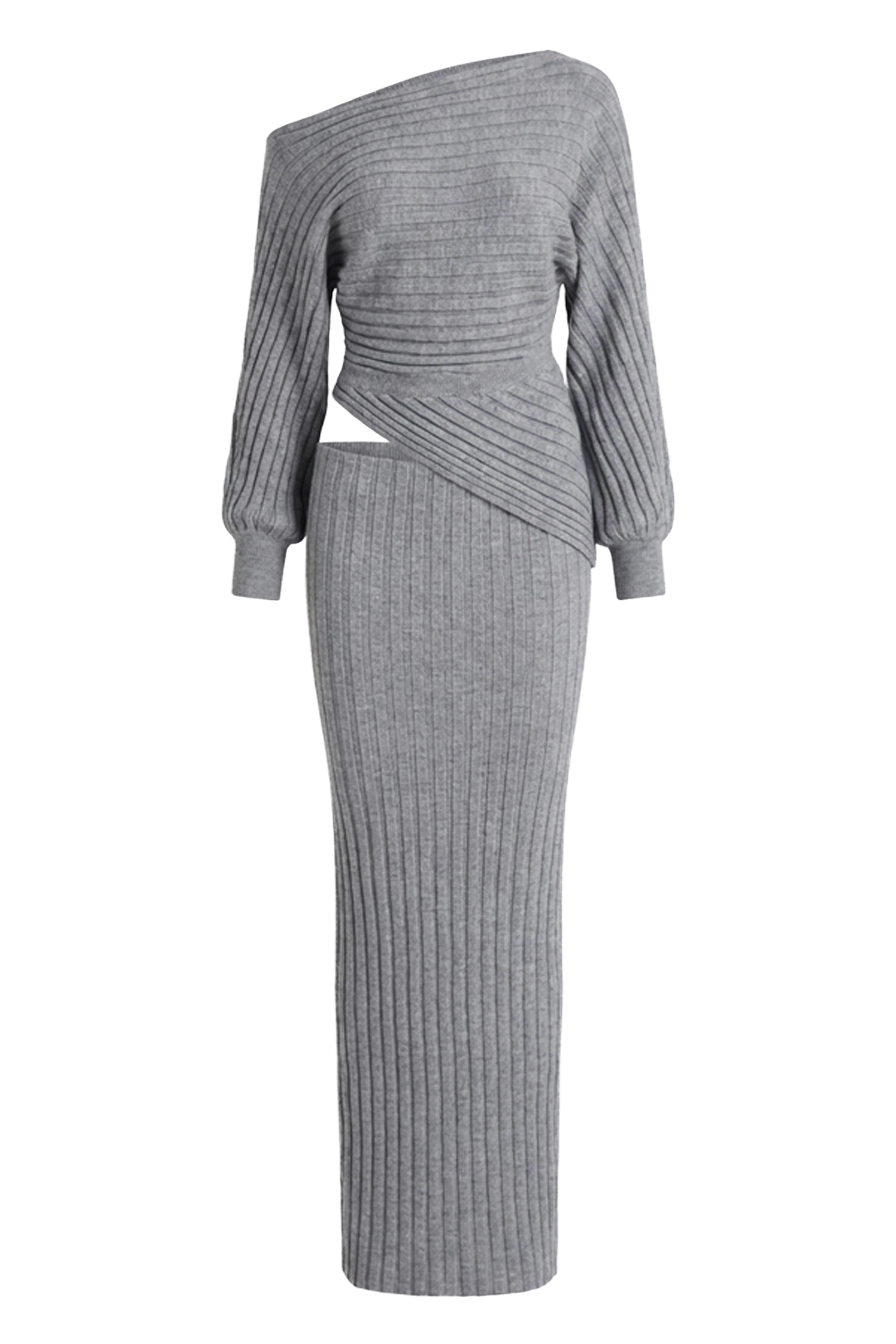 Heather Grey Clarity Ribbed Skirt Set - Image 2