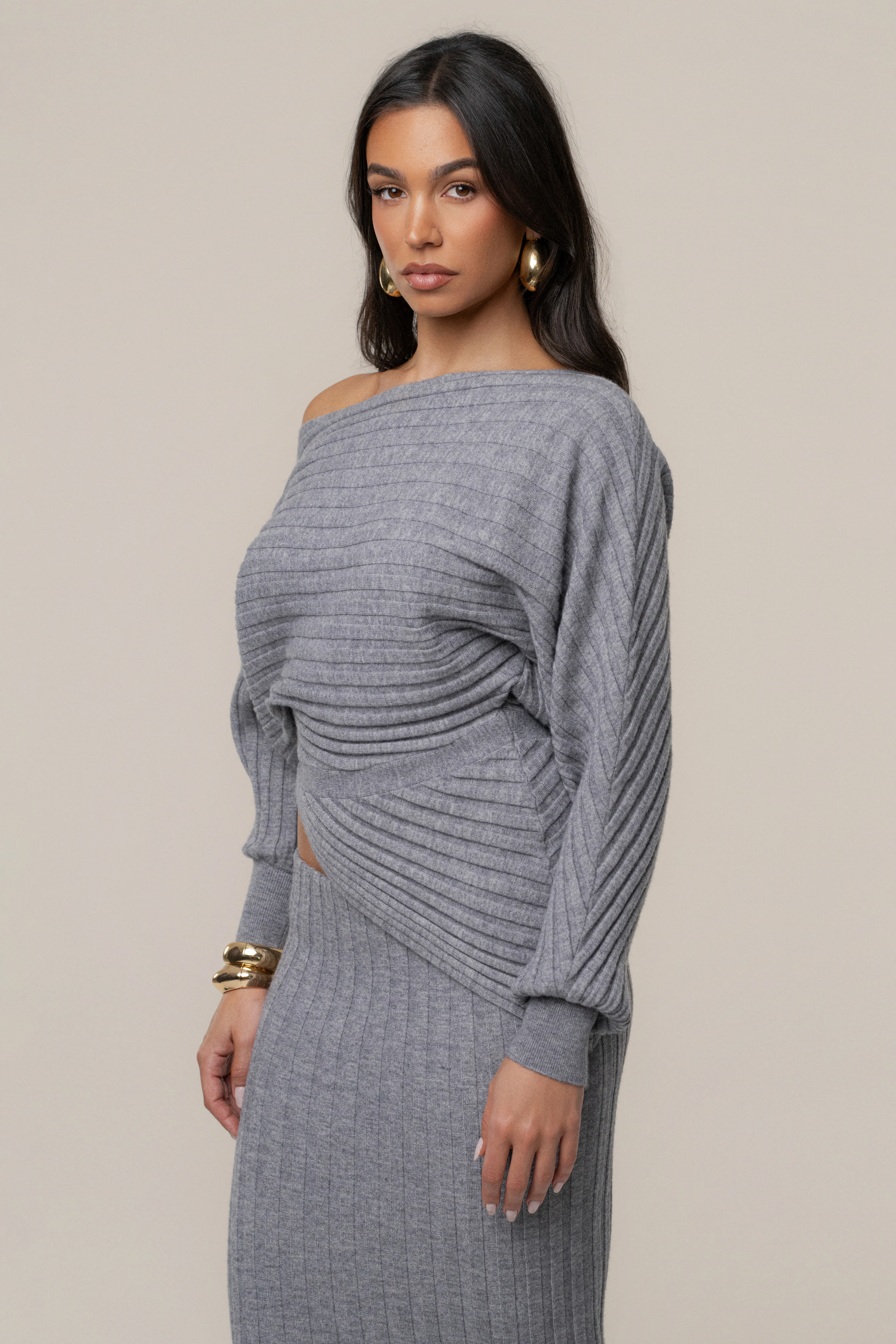 Heather Grey Clarity Ribbed Skirt Set - Image 6
