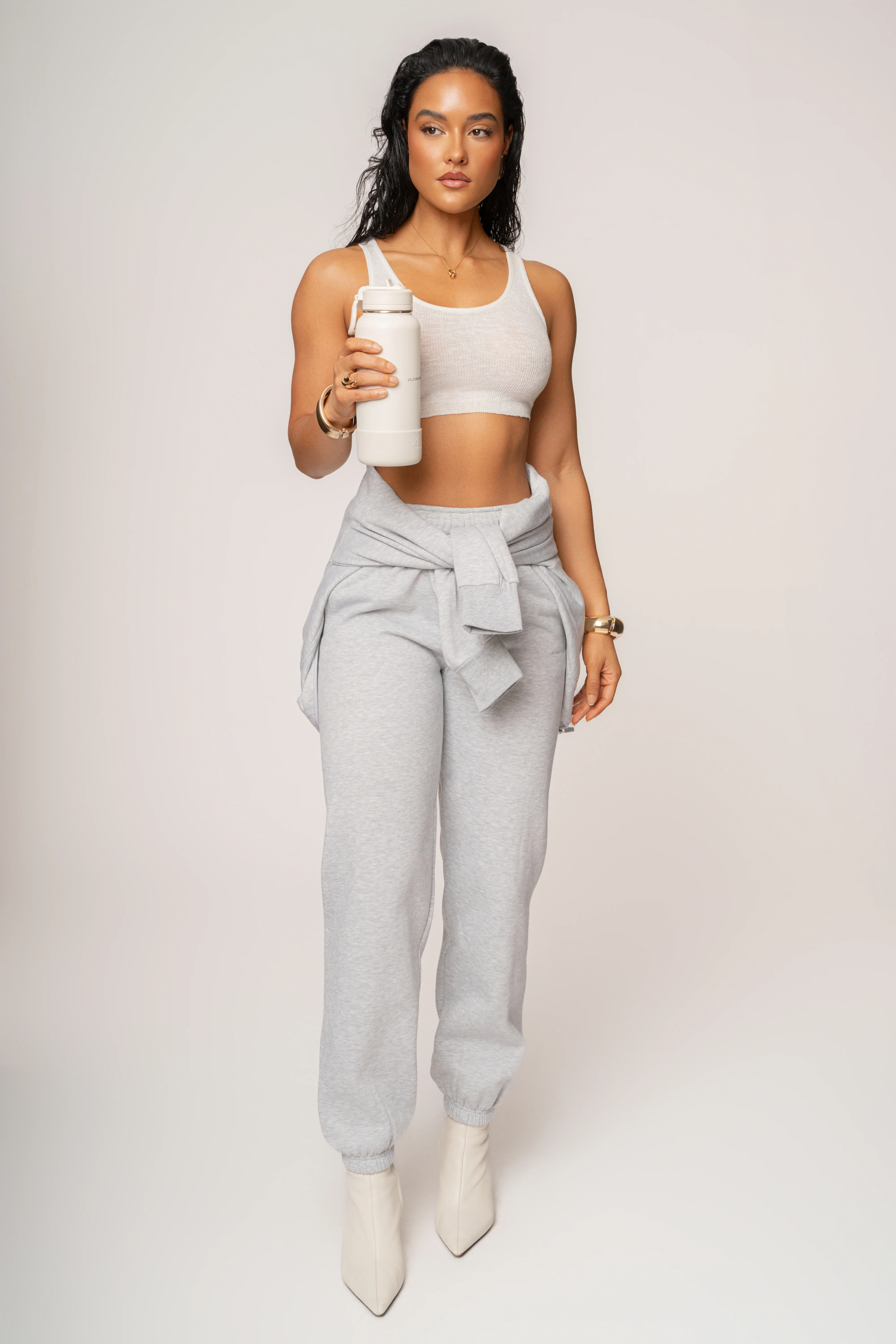 Heather Grey JLUXLABEL Logo Sweatpants - Image 2