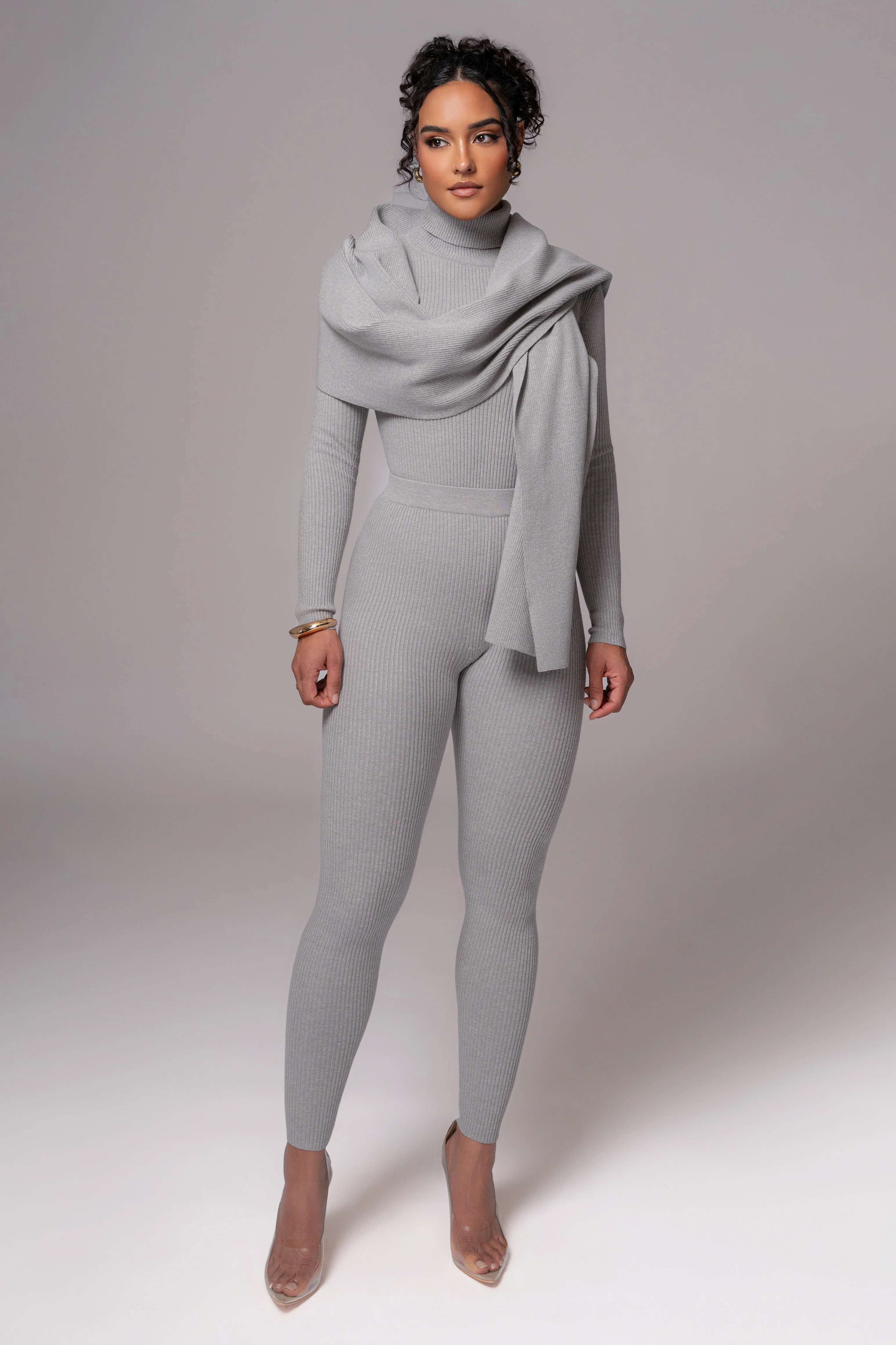 Heather Grey Naaya Ribbed Leggings - Image 4