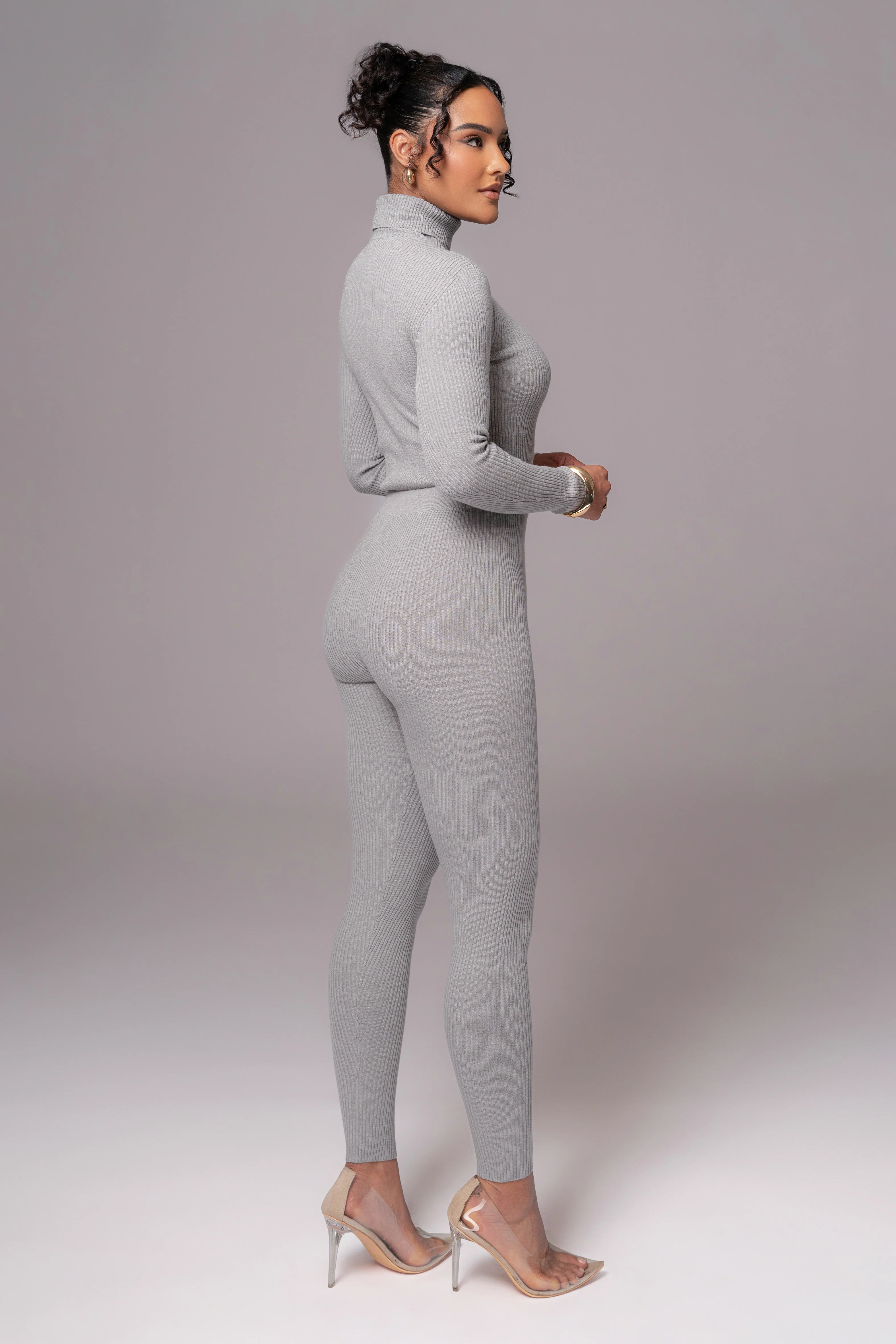 Heather Grey Naaya Ribbed Leggings - Image 5