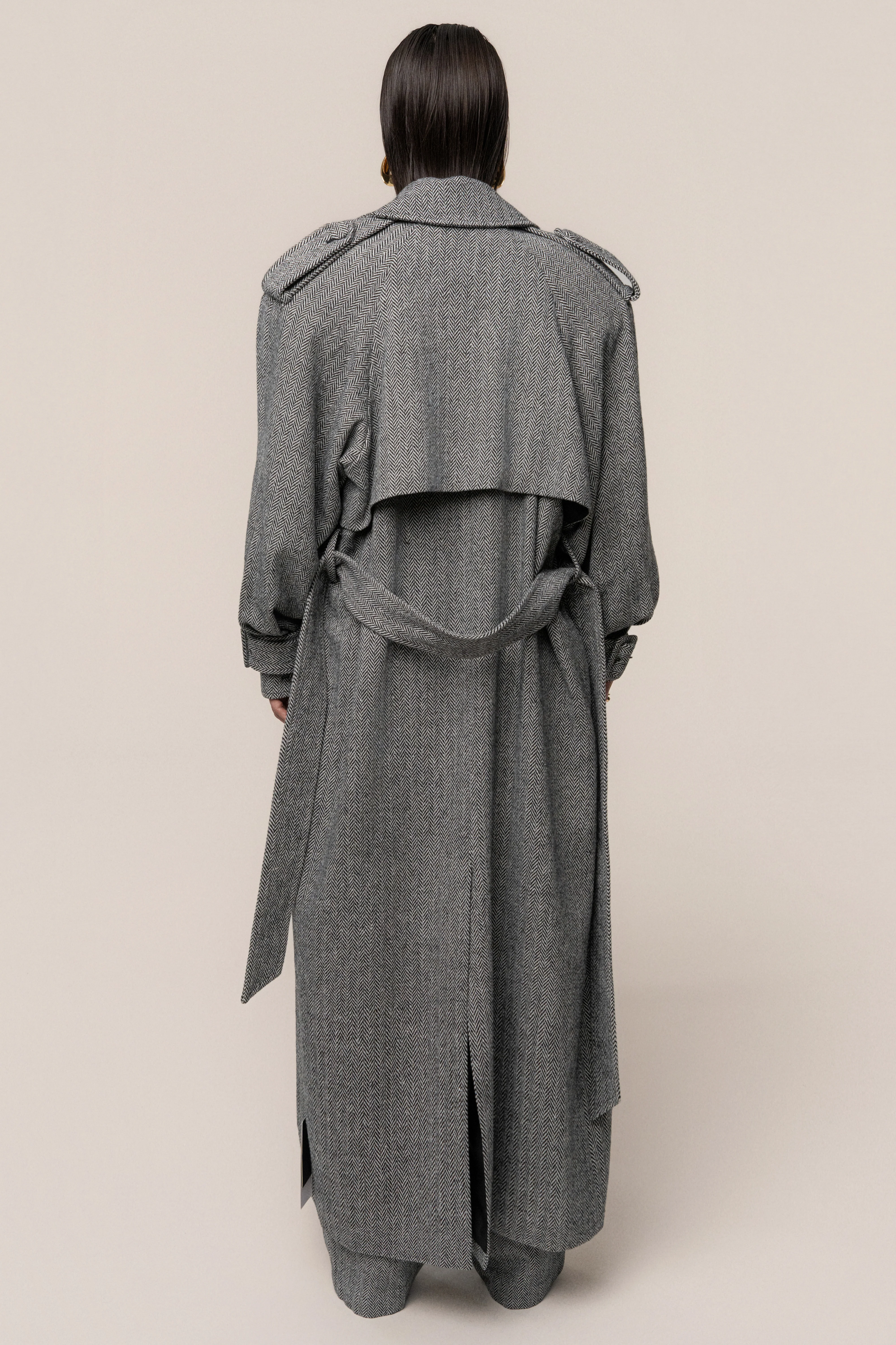 Herringbone Oversized Trench Coat - Image 2