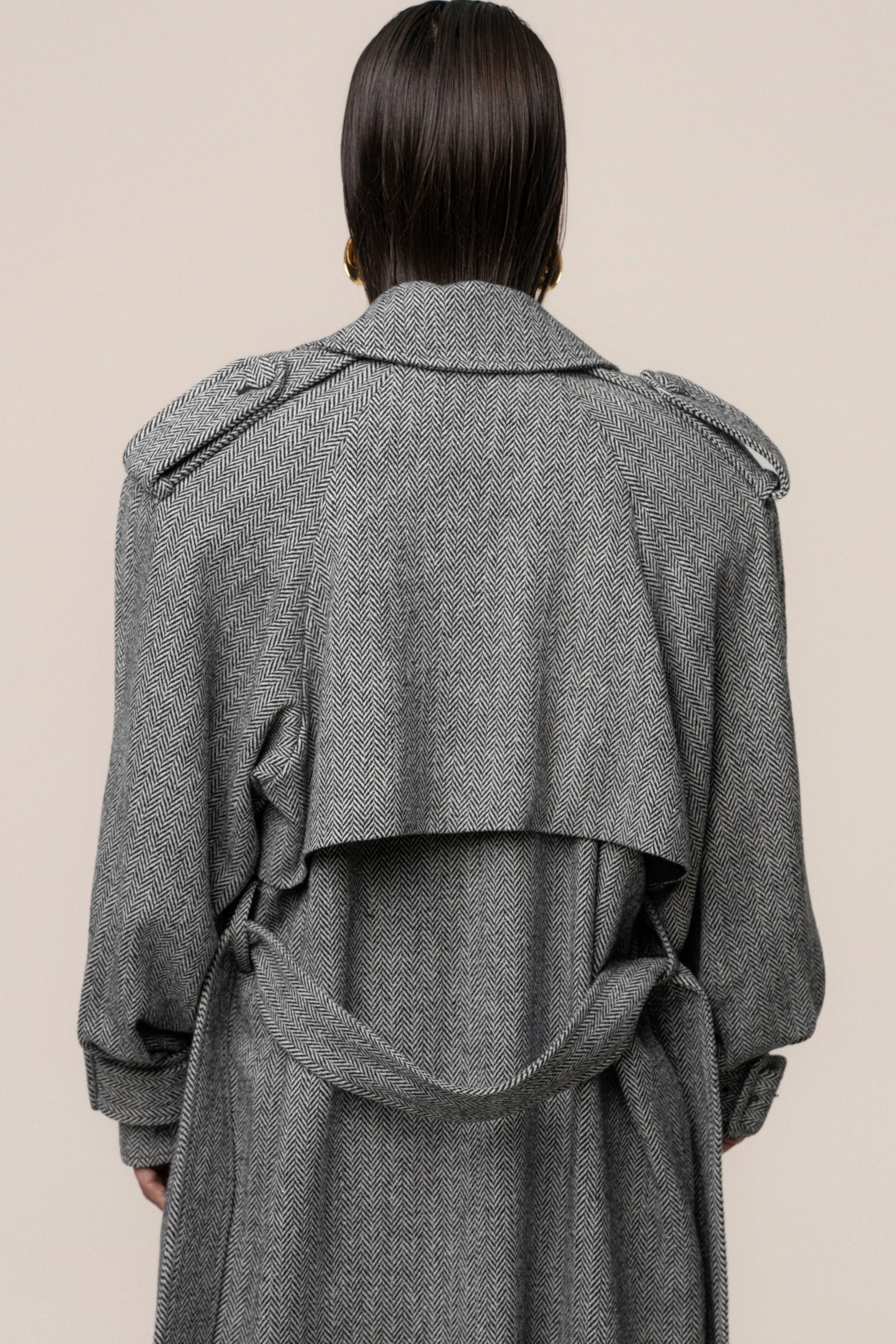Herringbone Oversized Trench Coat - Image 9