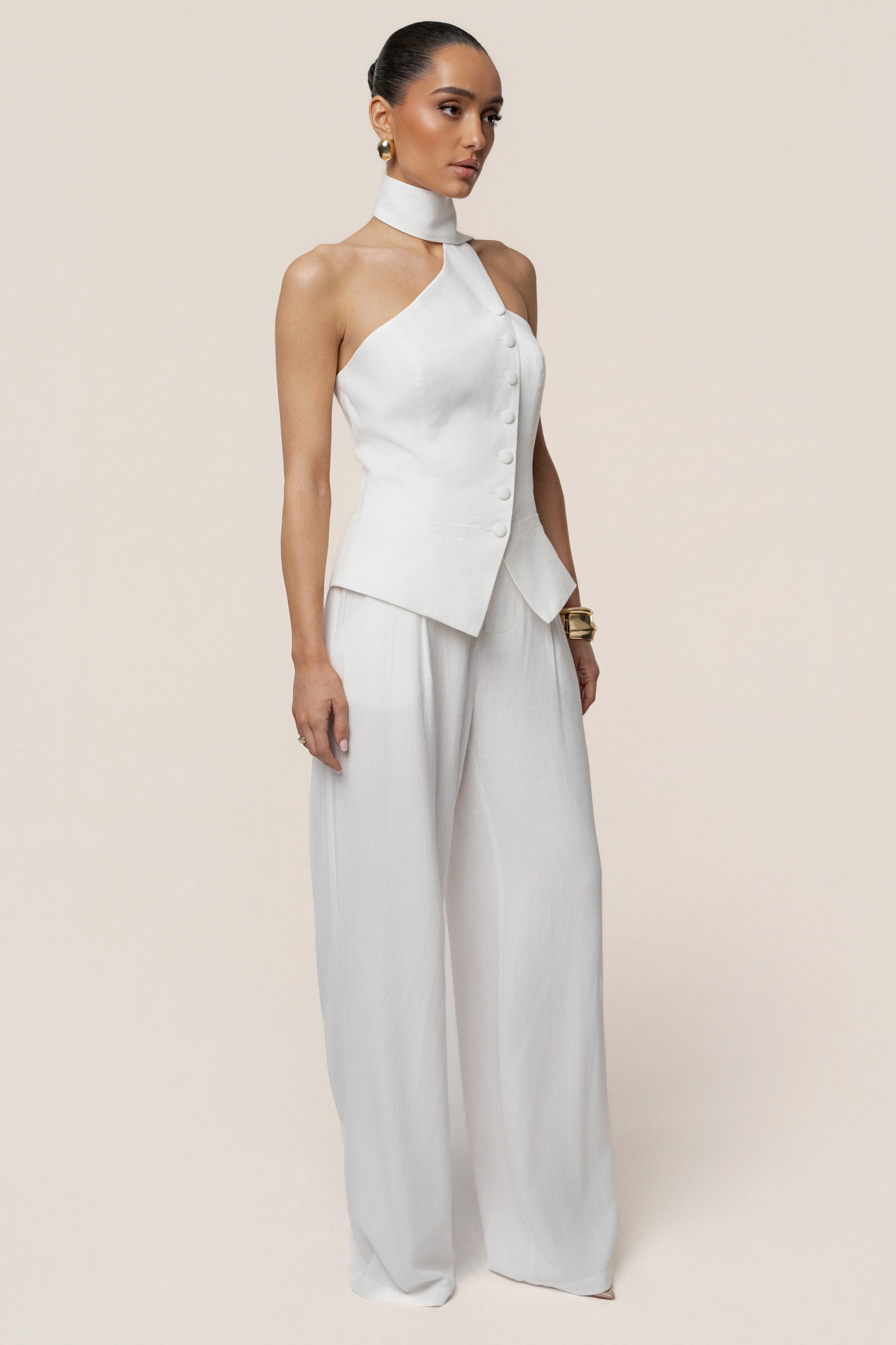 Ivory Asymmetric Scarf Top - Image 11