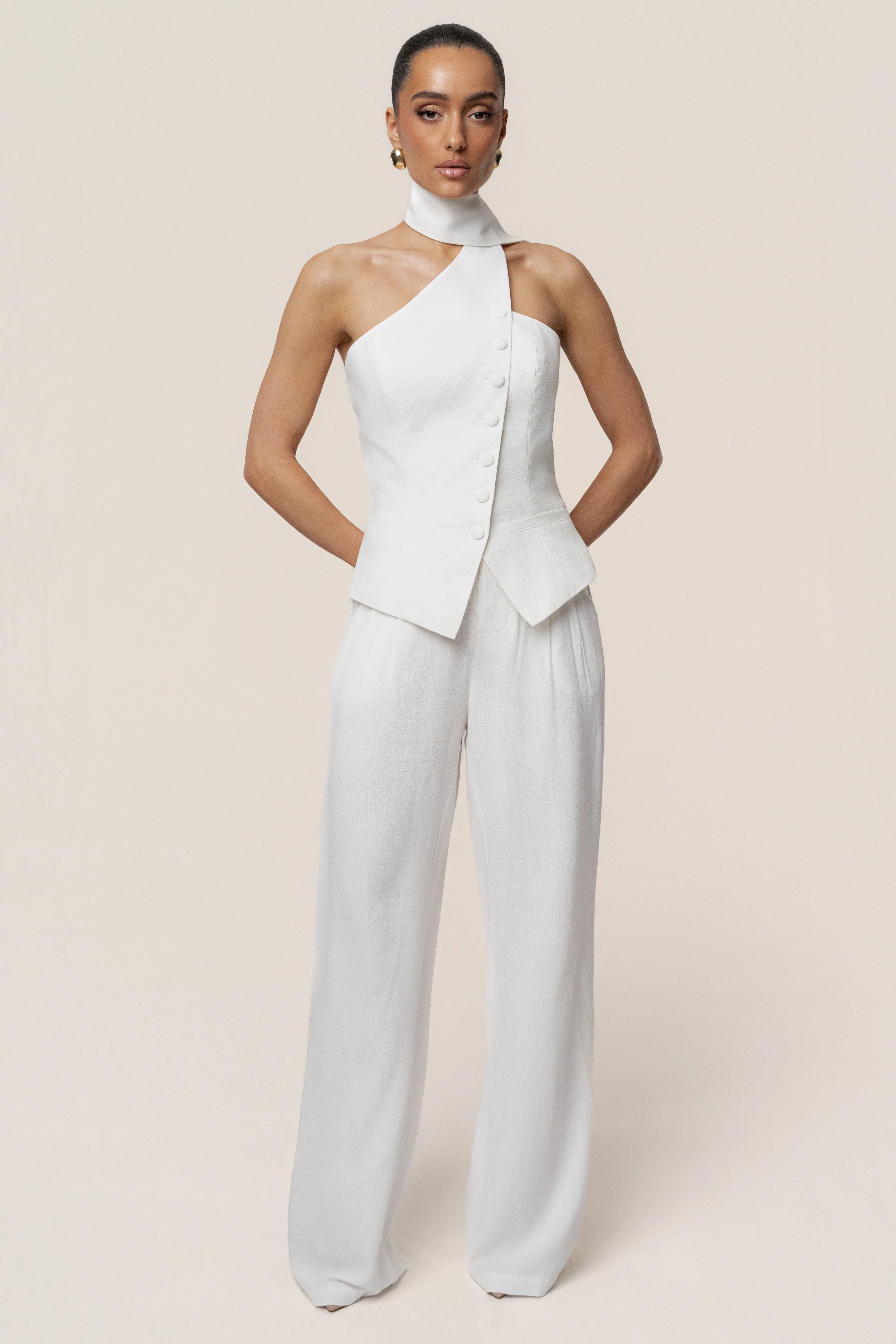 Ivory Asymmetric Scarf Top - Image 3