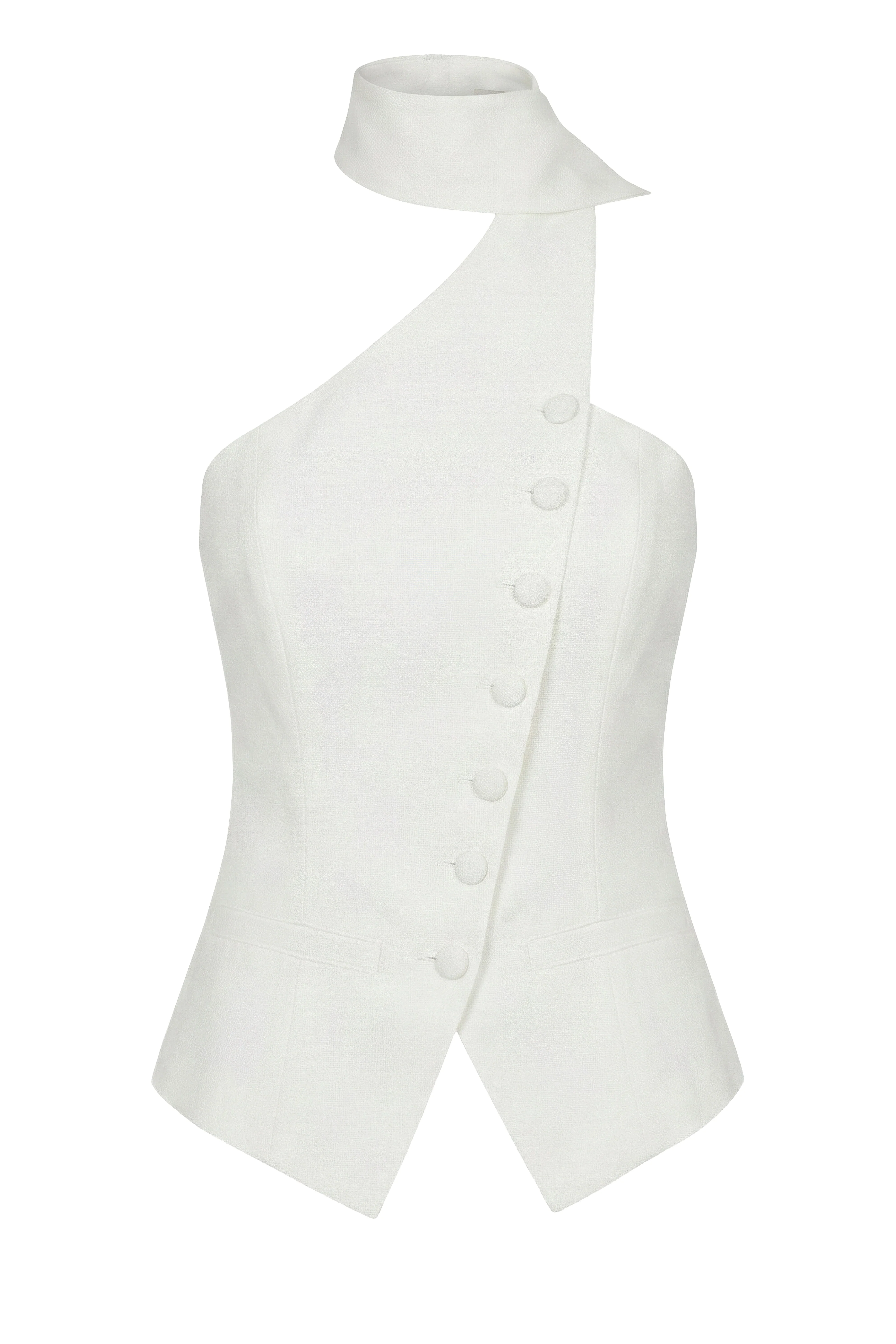 Ivory Asymmetric Scarf Top - Image 4