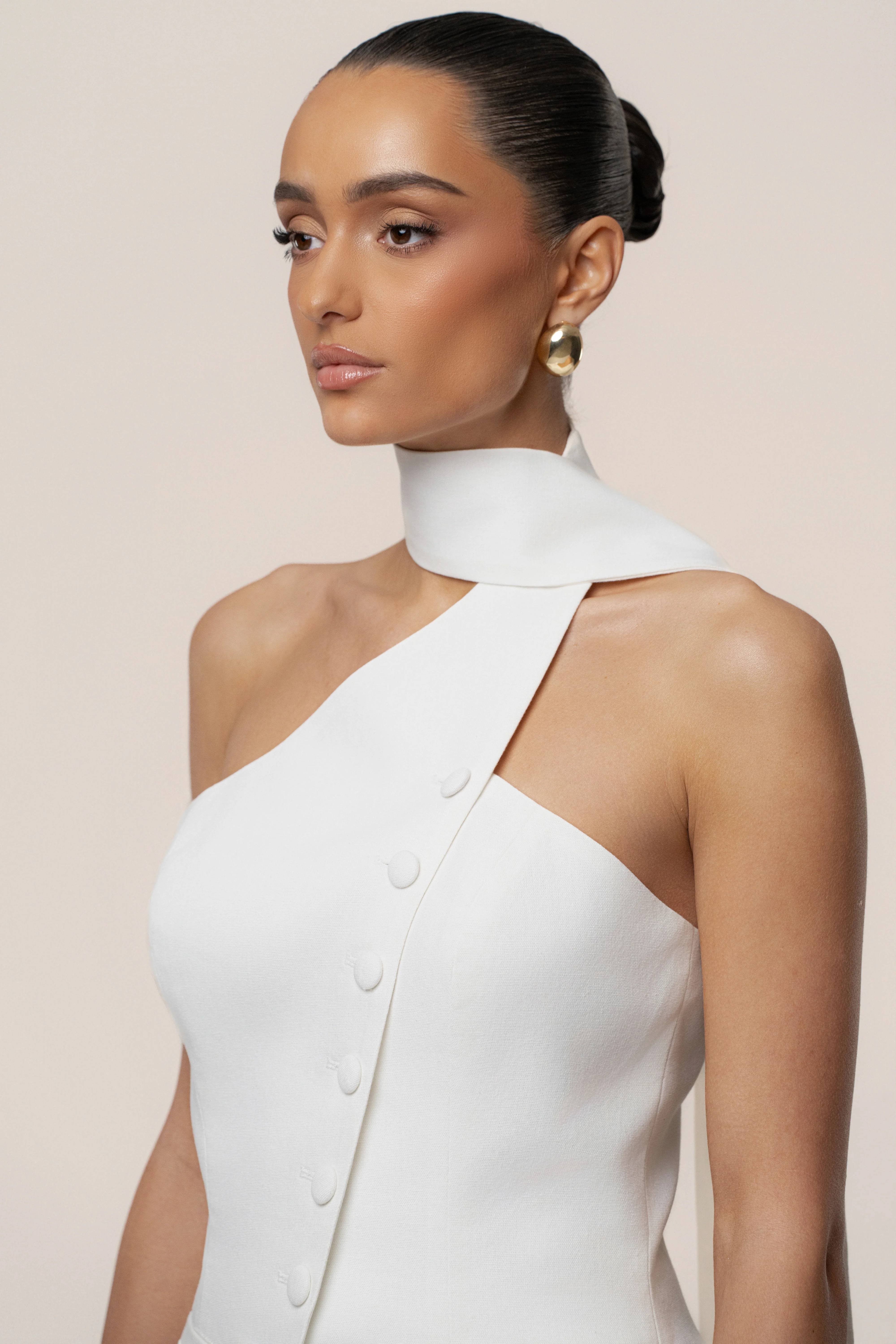 Ivory Asymmetric Scarf Top - Image 6