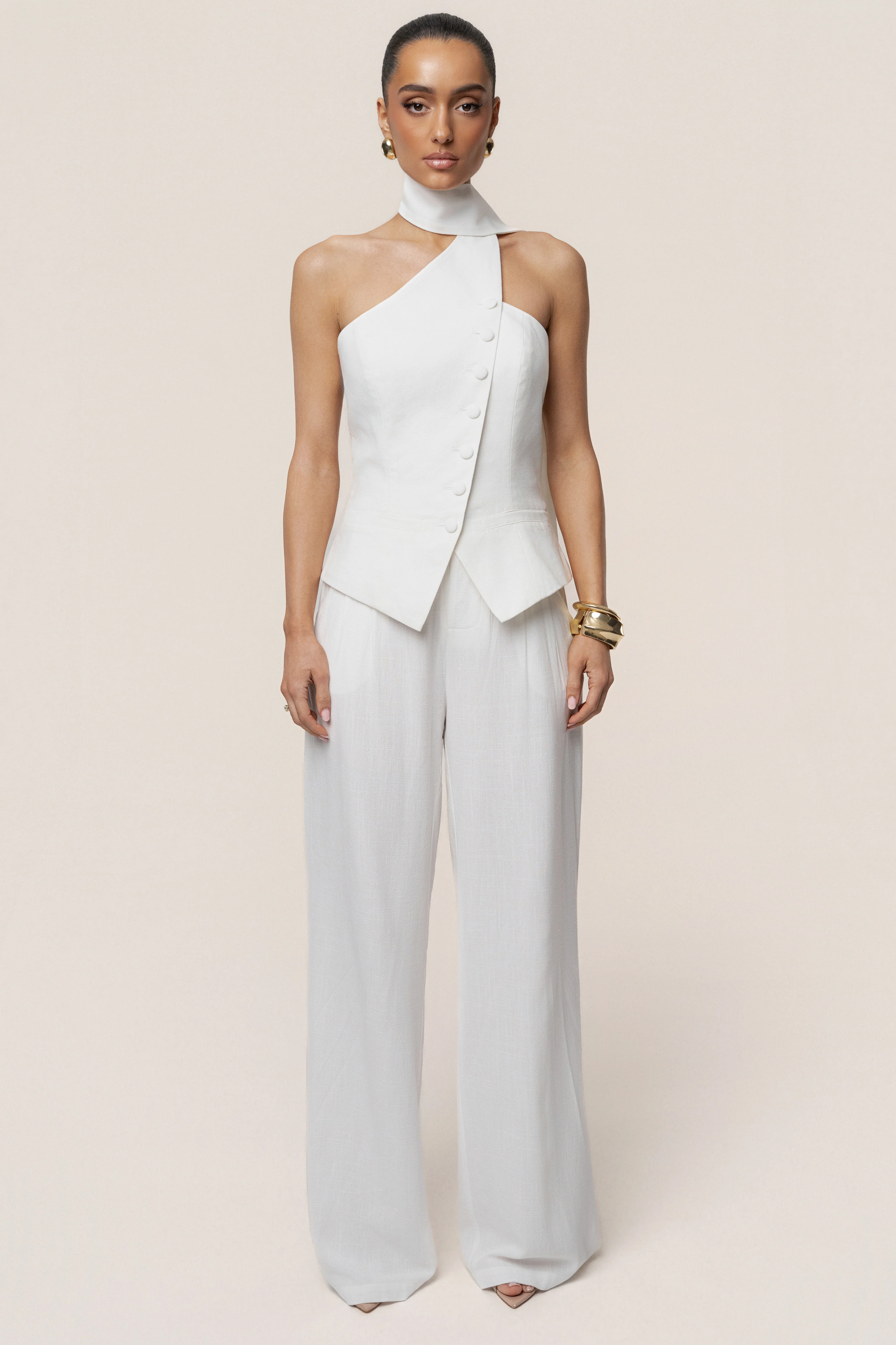 Ivory Asymmetric Scarf Top - Image 7