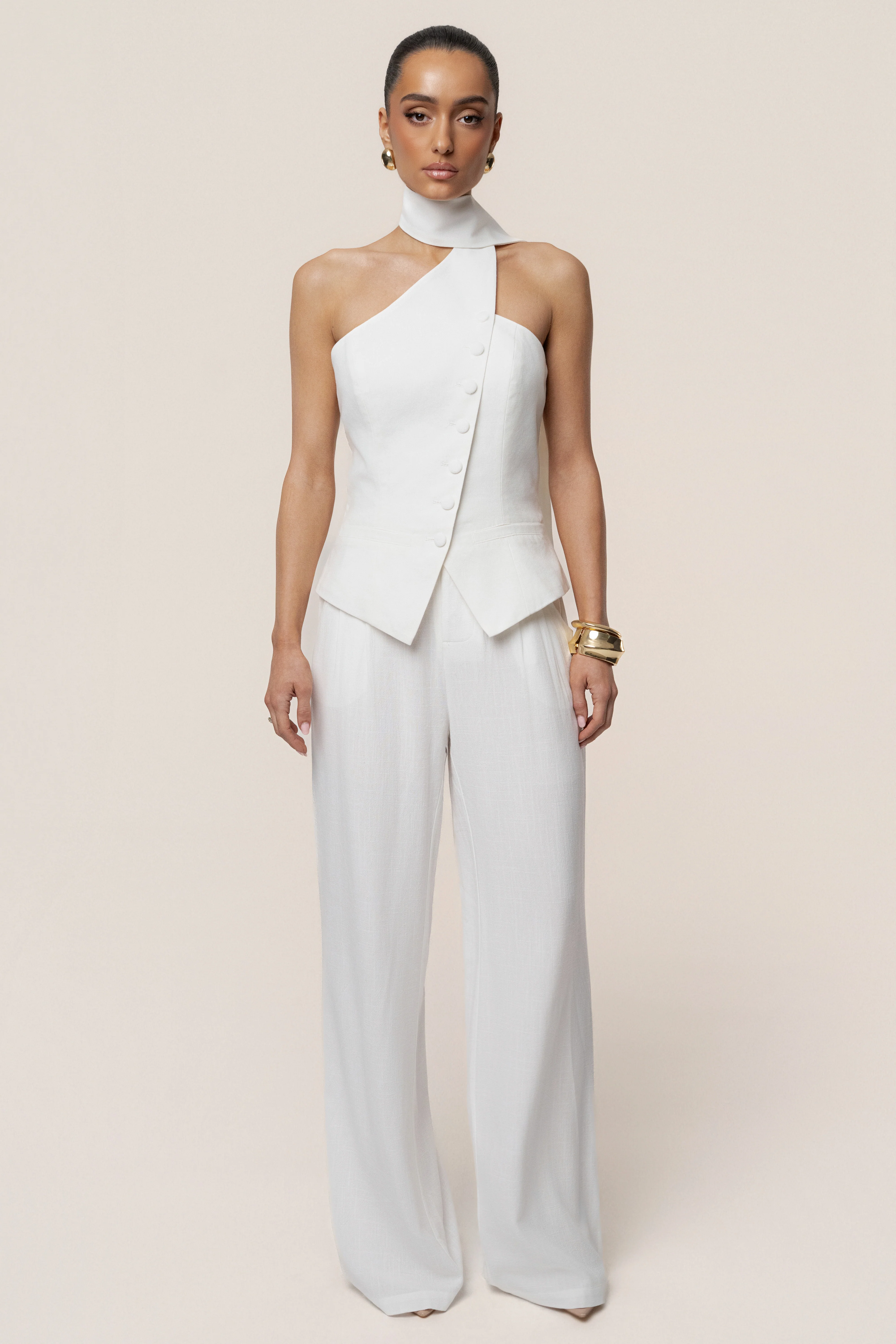 Ivory Asymmetric Scarf Top - Image 8