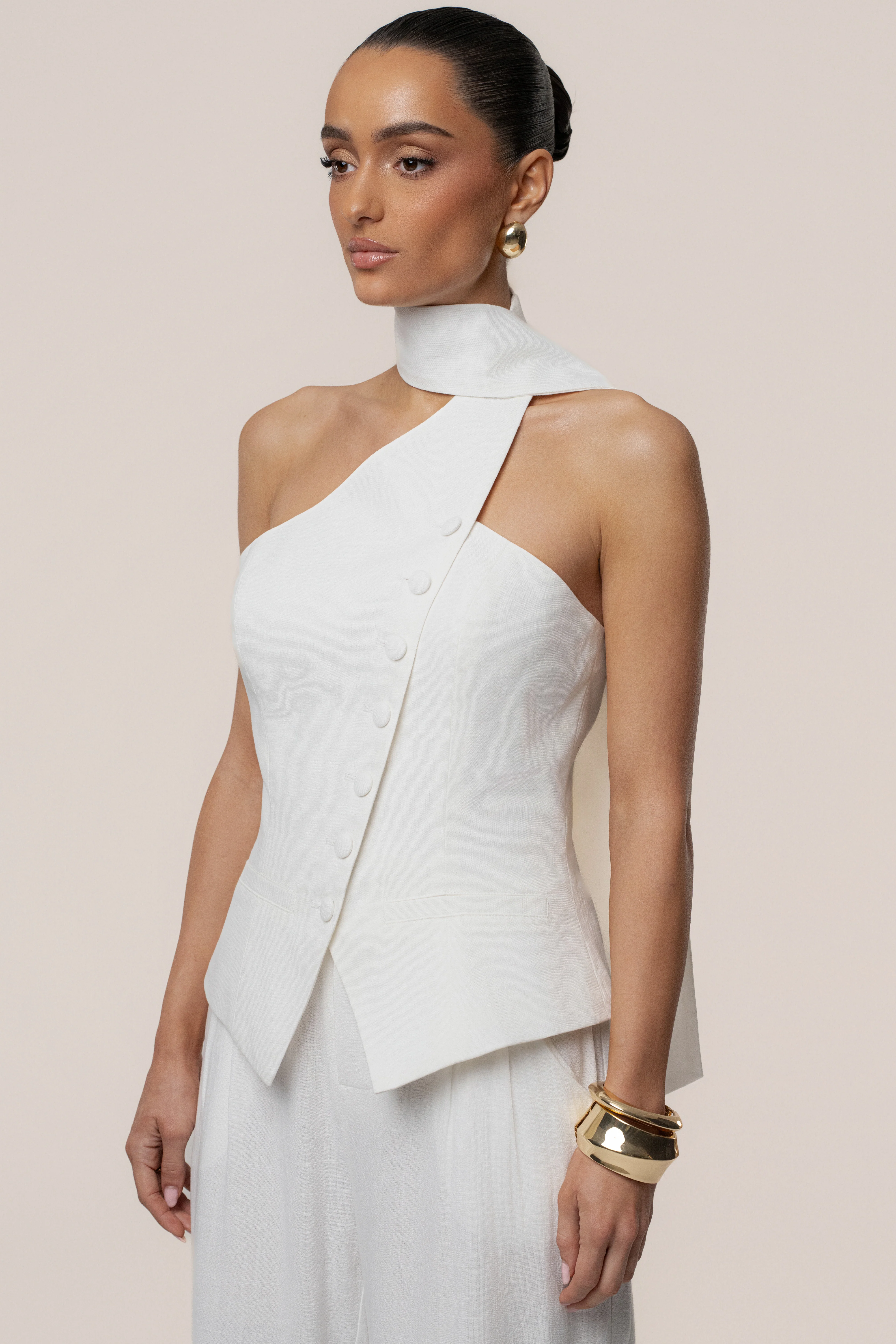 Ivory Asymmetric Scarf Top - Image 9
