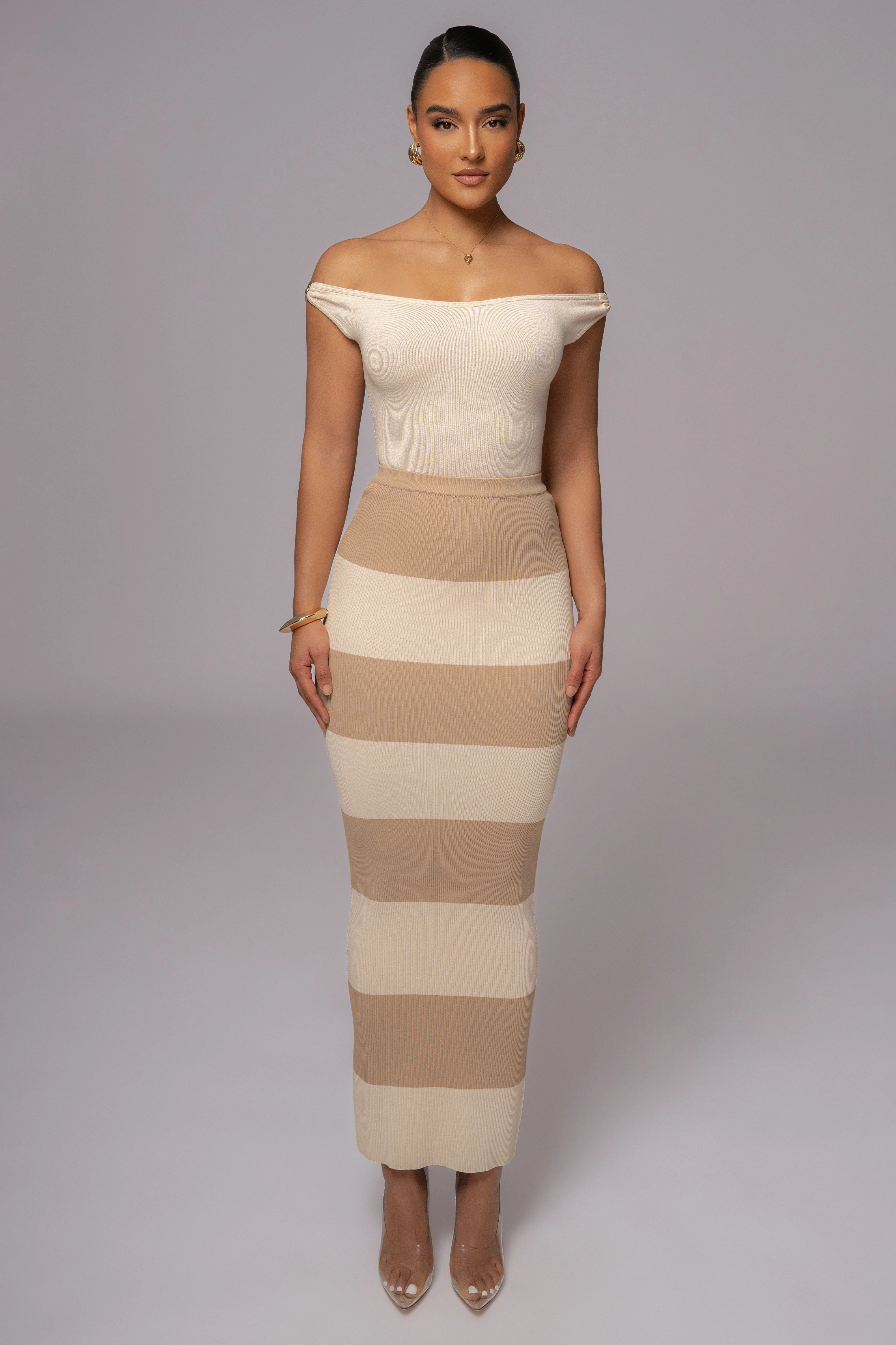 Ivory/Beige Jaide Maxi Knit Skirt - Image 2