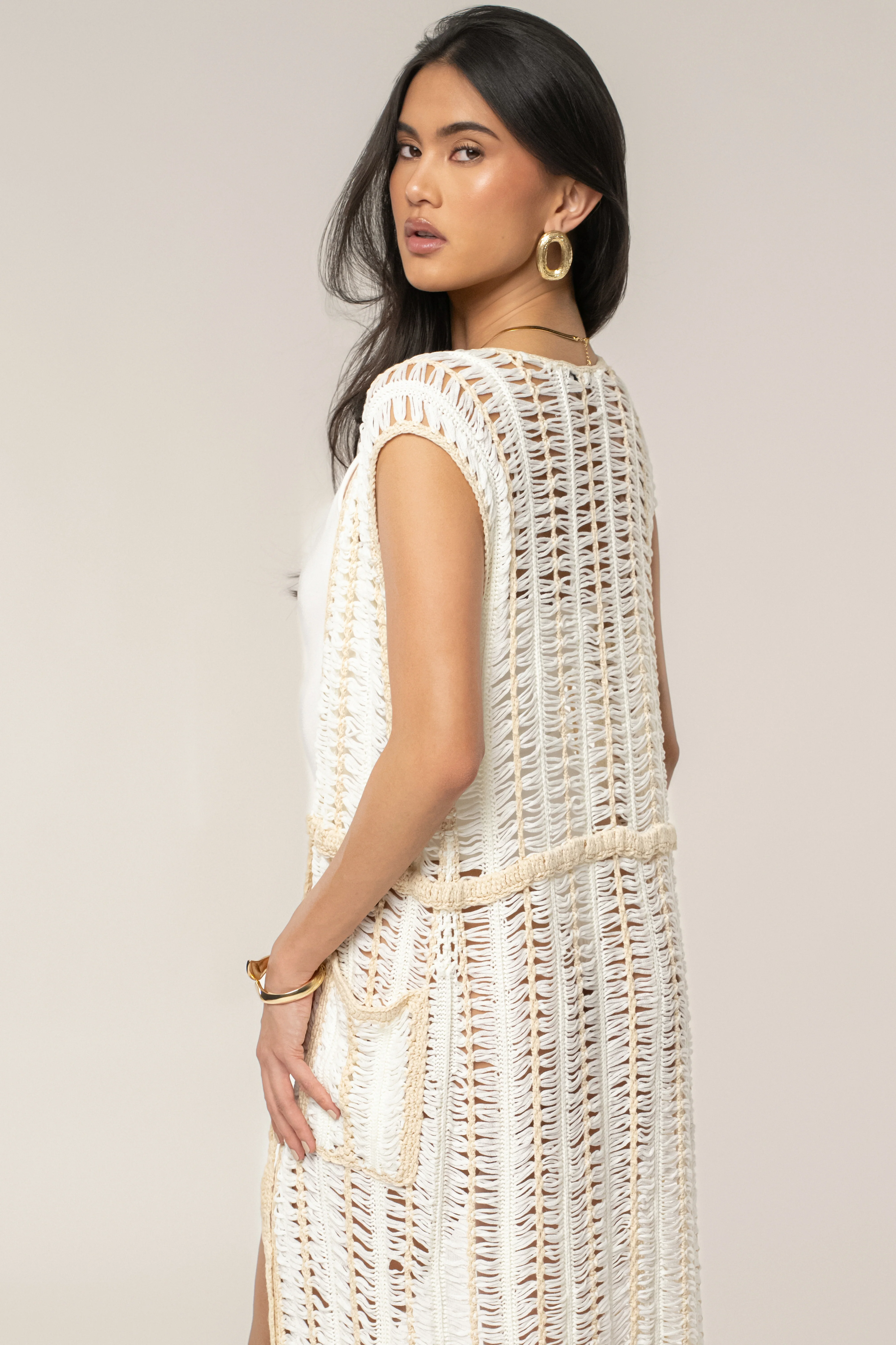 Ivory/Beige Marcelle Crochet Maxi Dress - Image 8
