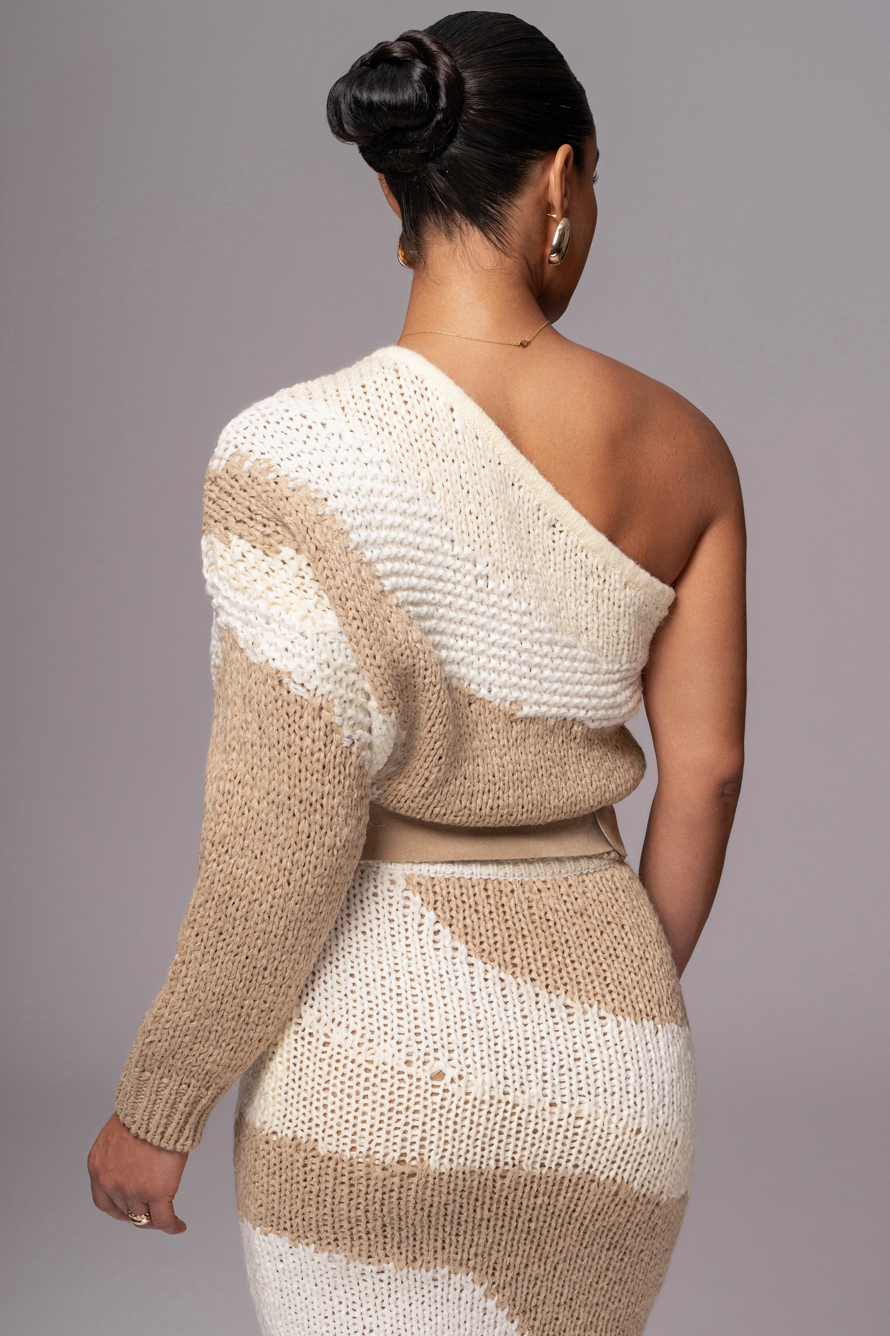Ivory/Beige Monette Printed Knit Skirt - Image 9