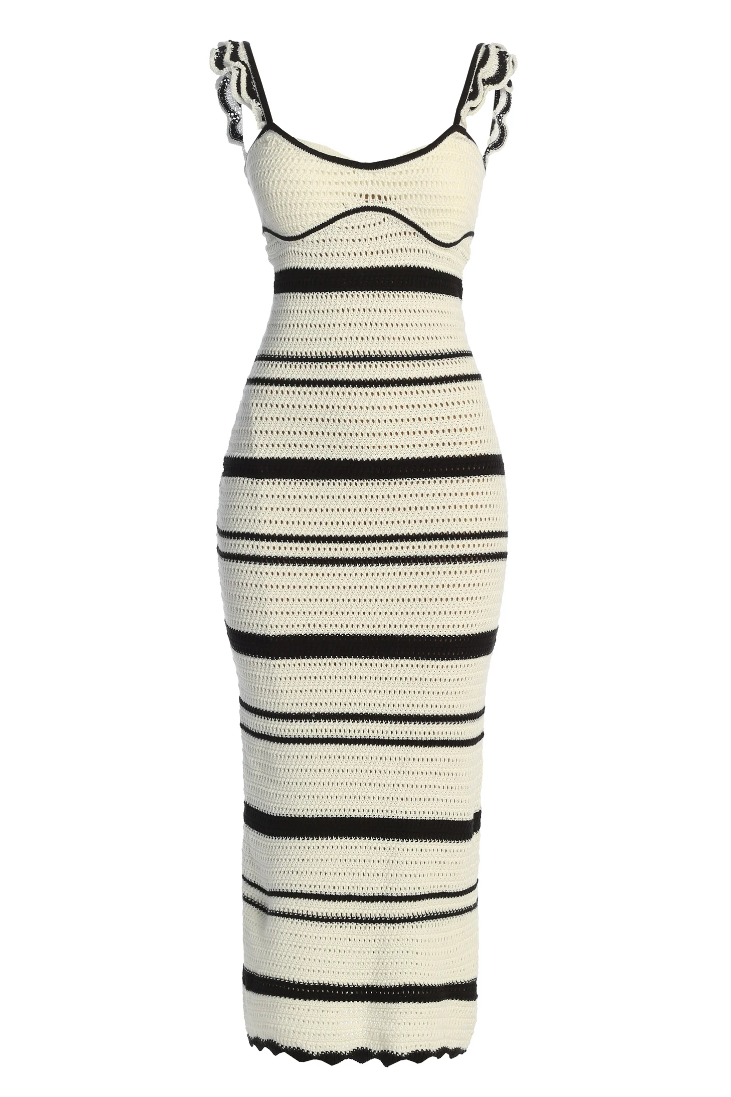 Ivory/Black Norina Striped Midi Dress - Image 2