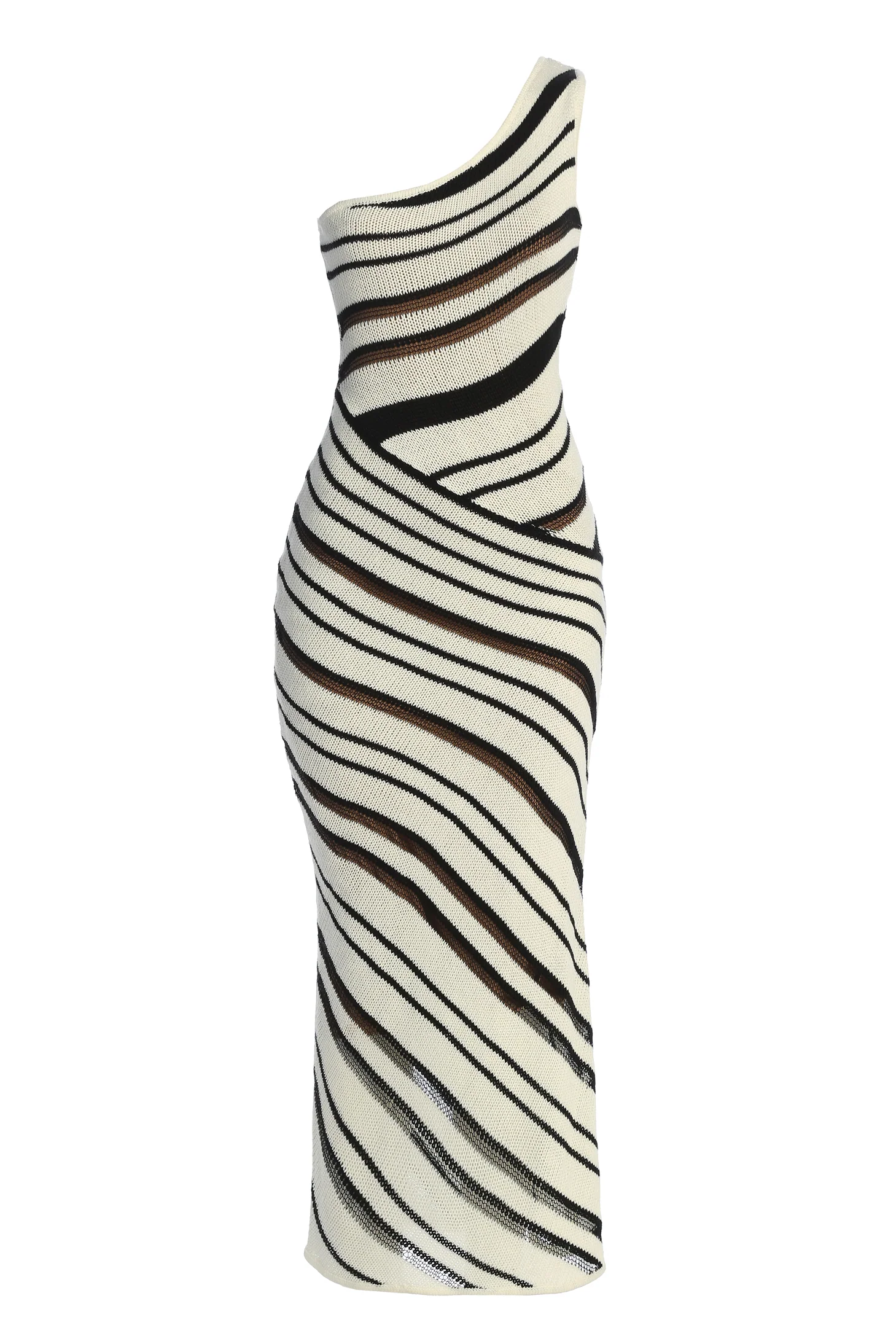 Ivory/Black Sanibel Ruched Maxi Knit Dress - Image 4