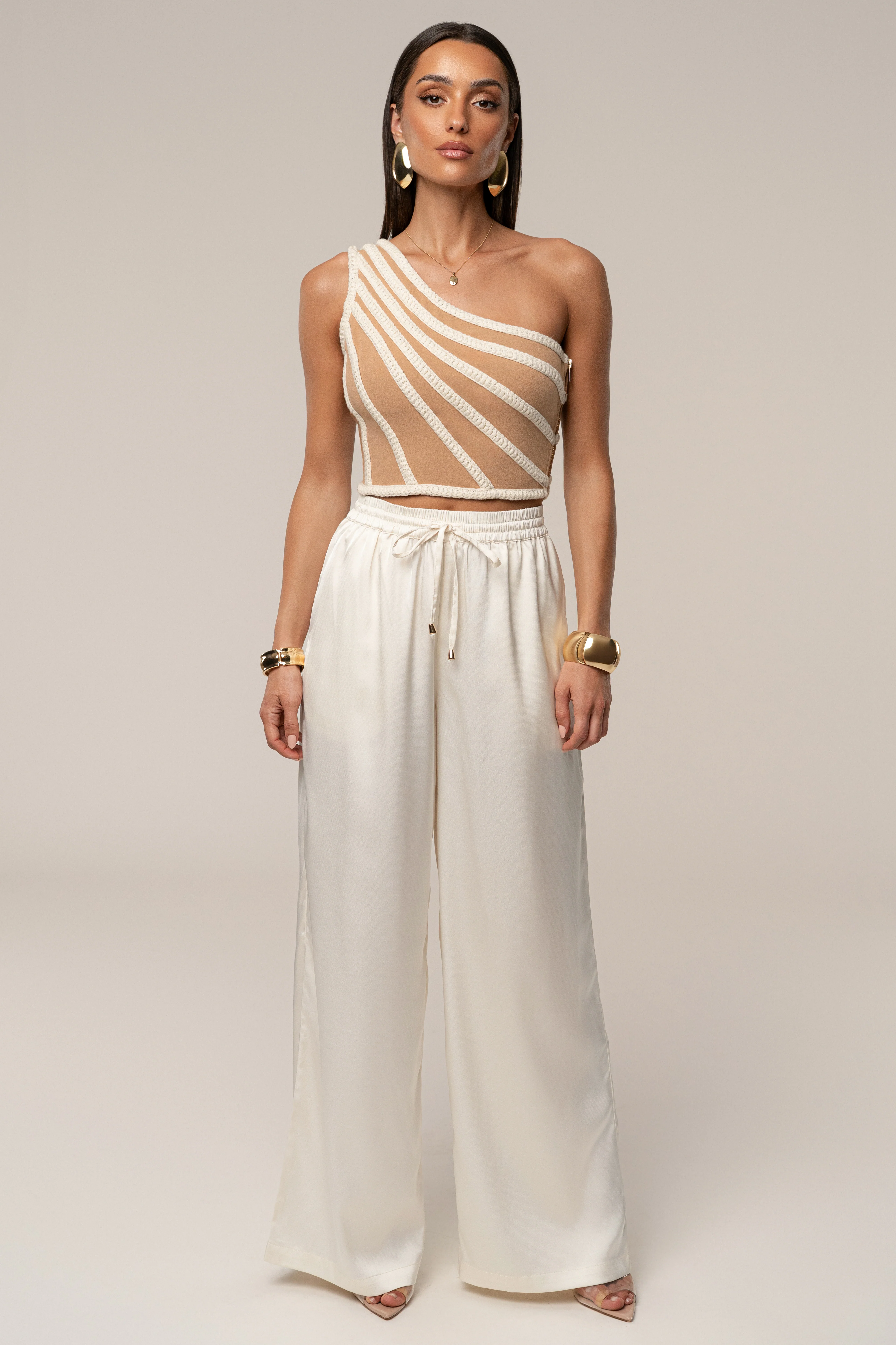 Ivory Braided One Shoulder Top - Image 3