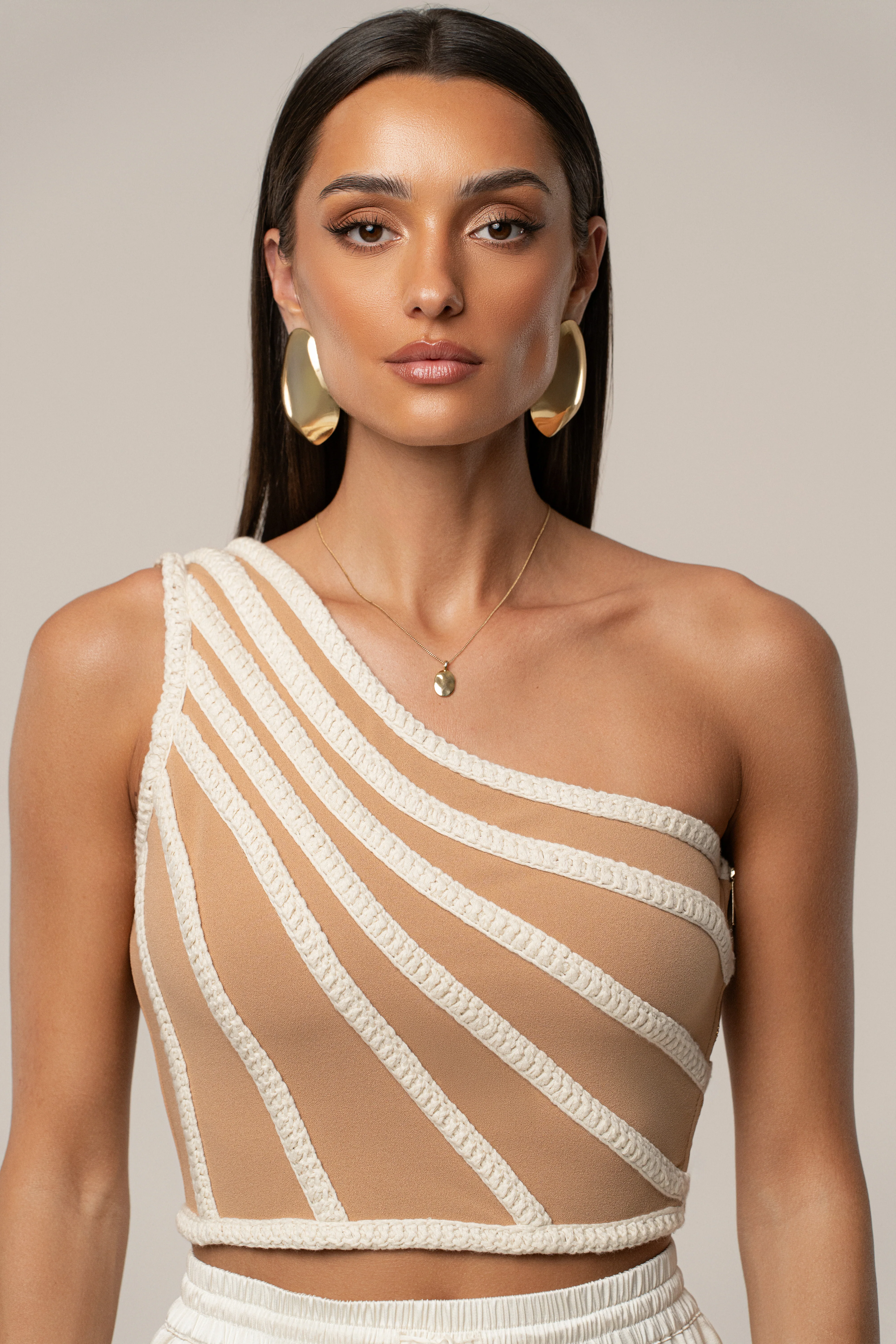 Ivory Braided One Shoulder Top - Image 4