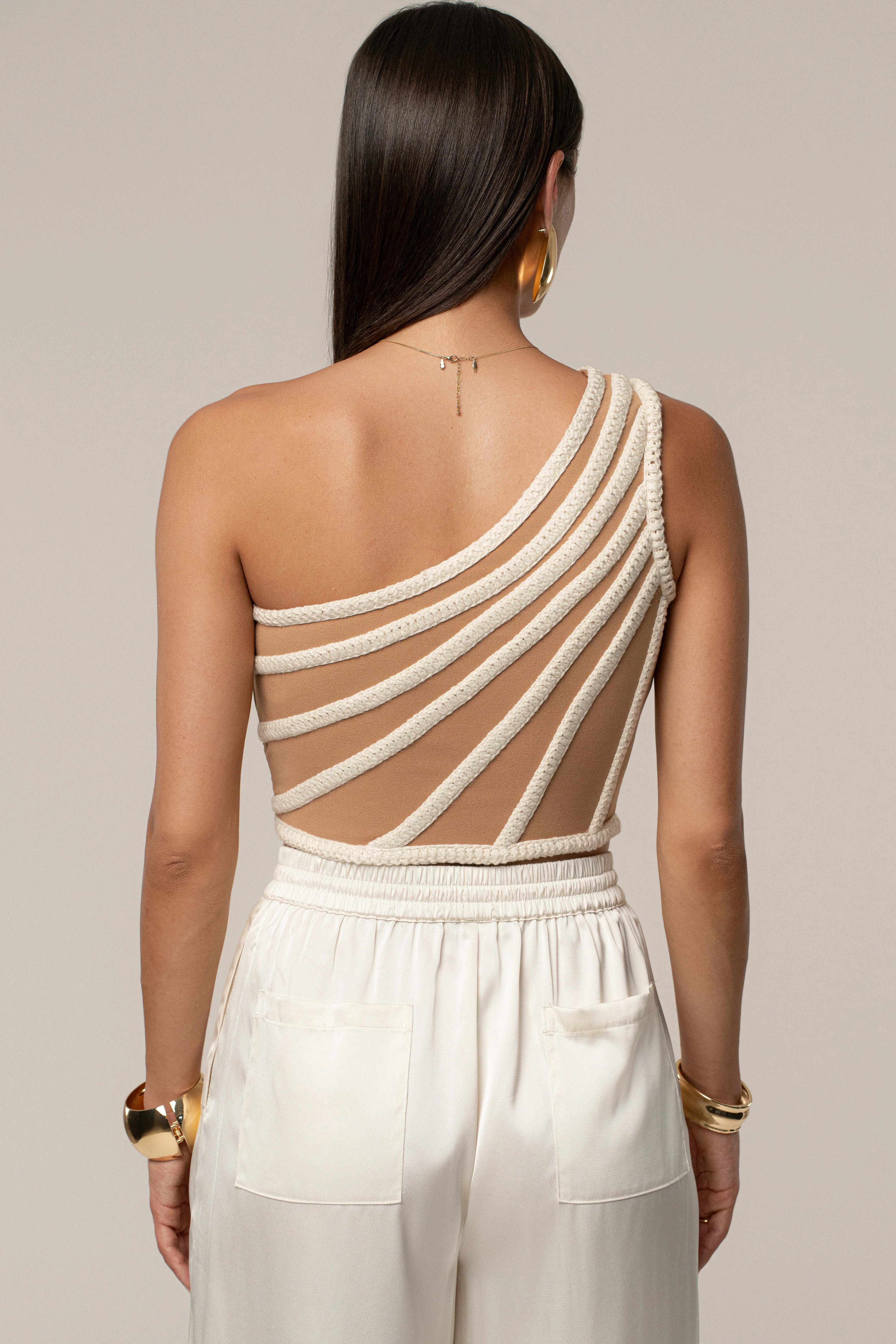 Ivory Braided One Shoulder Top - Image 8