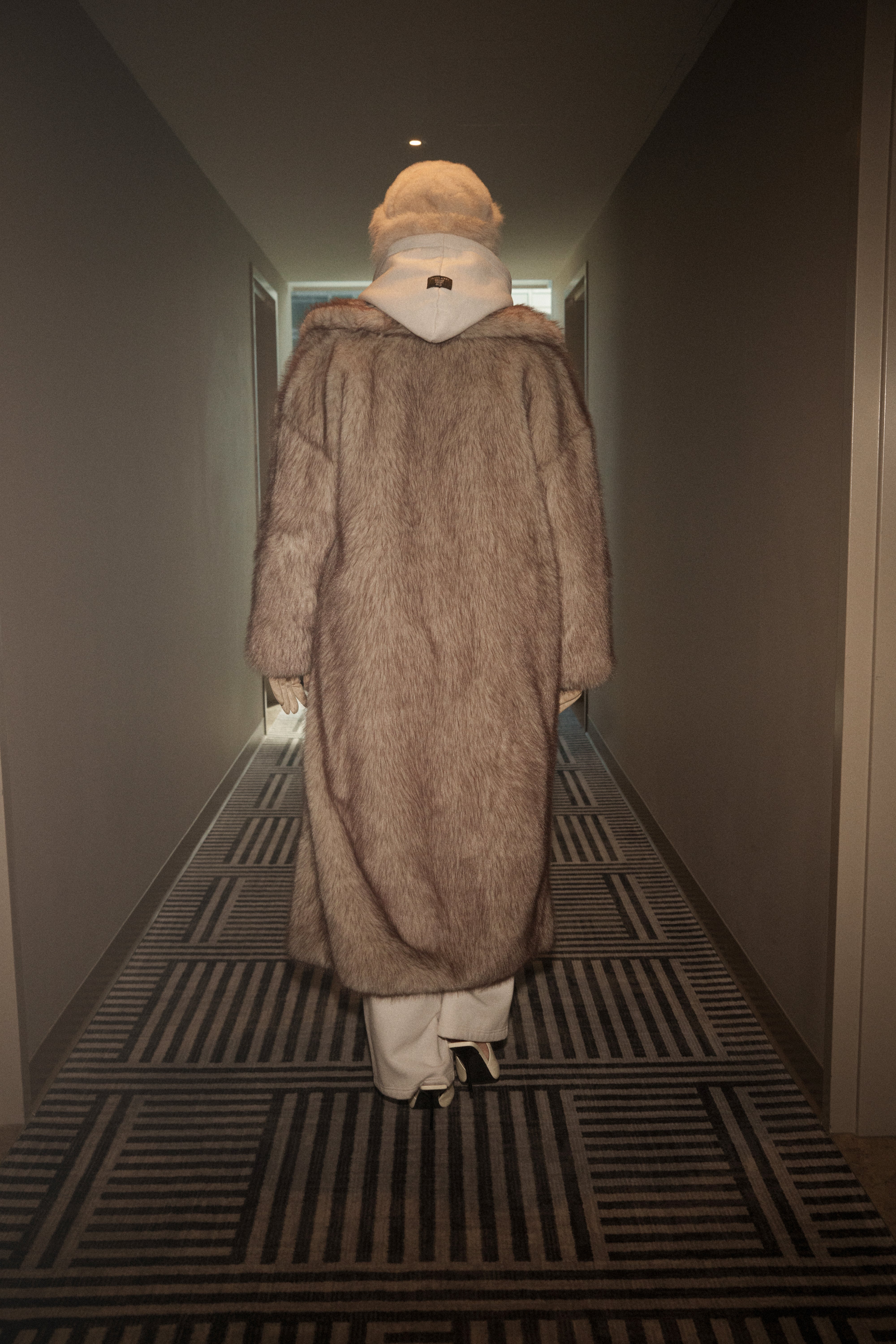 Ivory/Brown Aspen Days Faux Fur Coat - Image 10