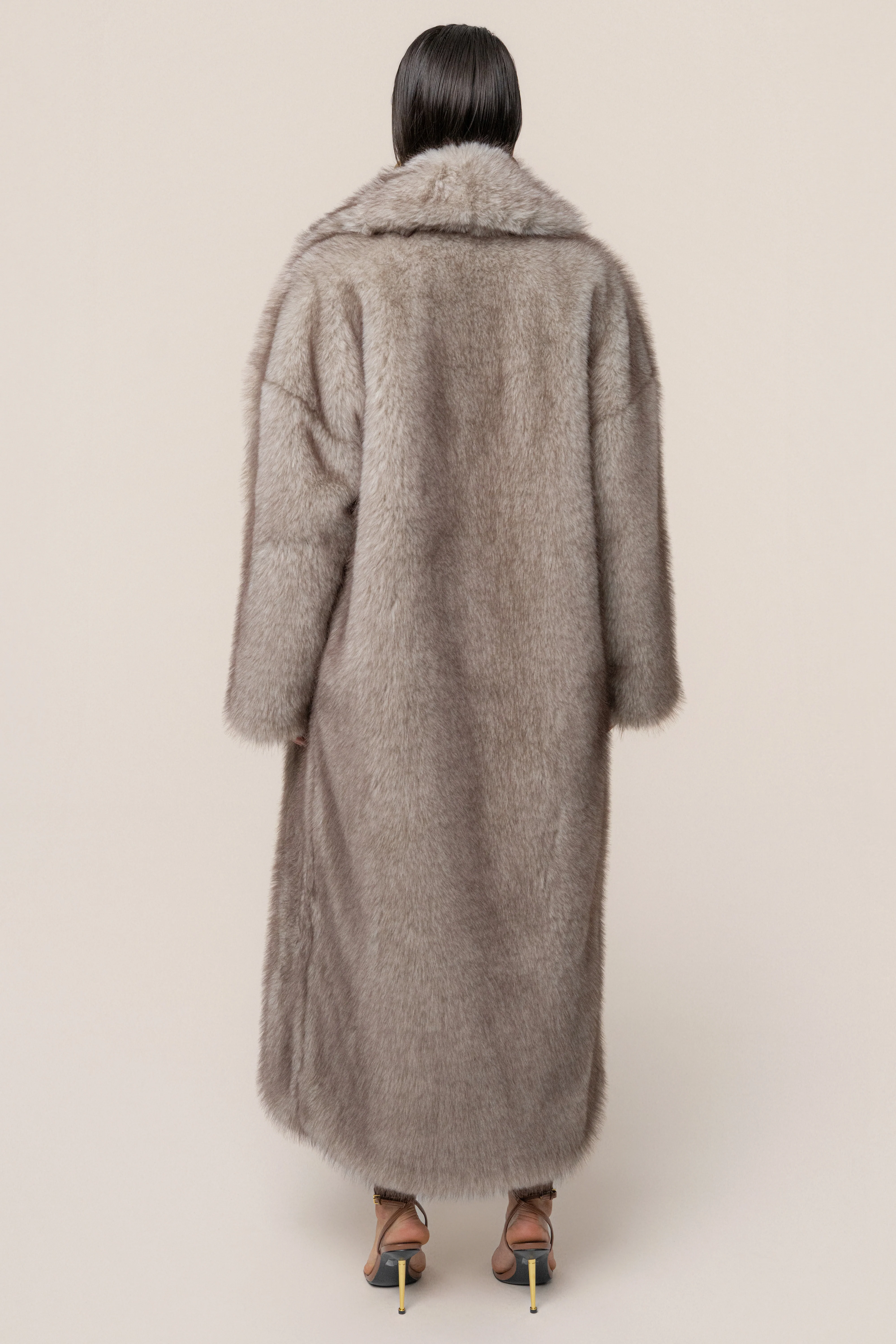 Ivory/Brown Aspen Days Faux Fur Coat - Image 11