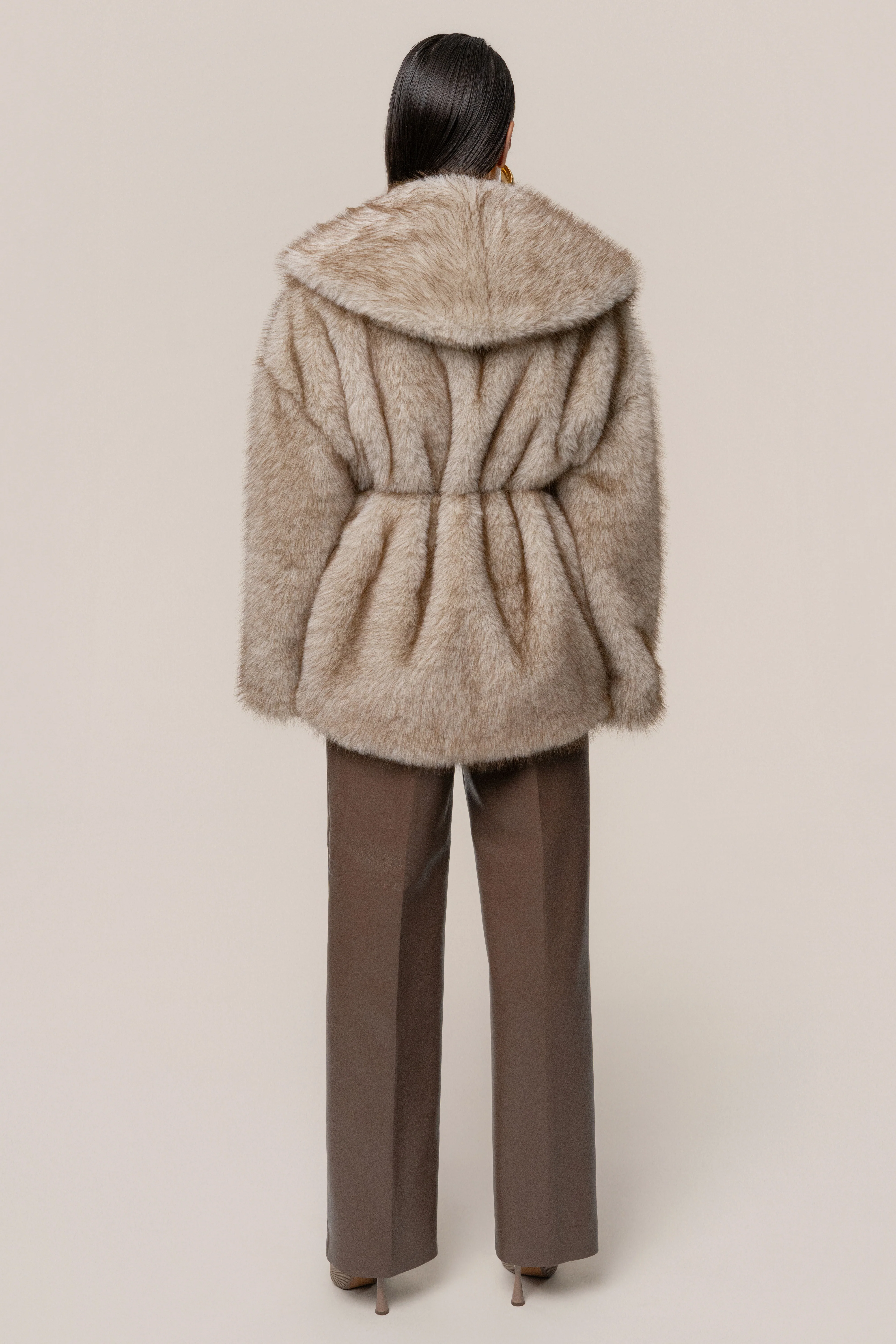 Ivory/Brown Soft Season Faux Fur Coat - Image 11