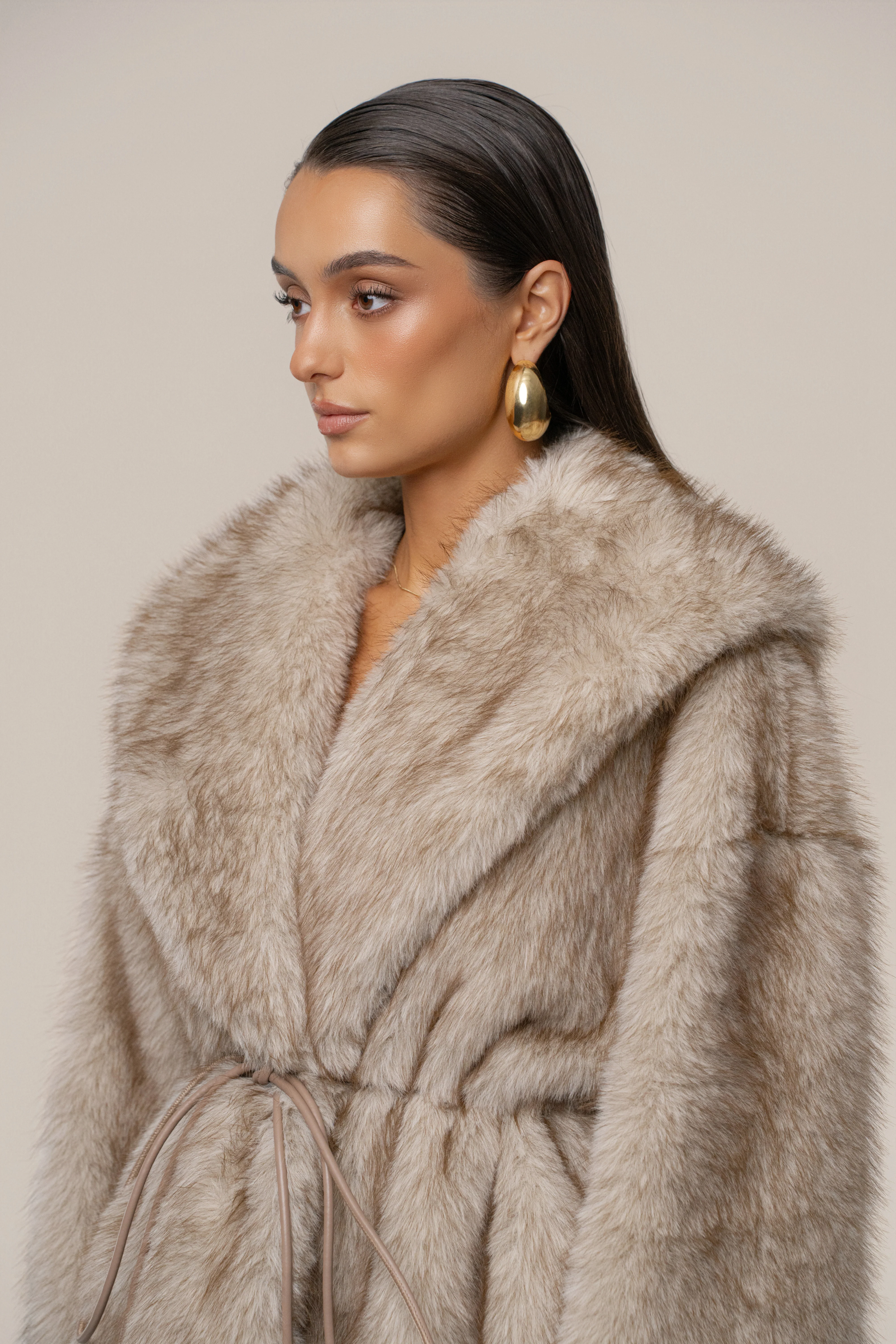 Ivory/Brown Soft Season Faux Fur Coat - Image 8
