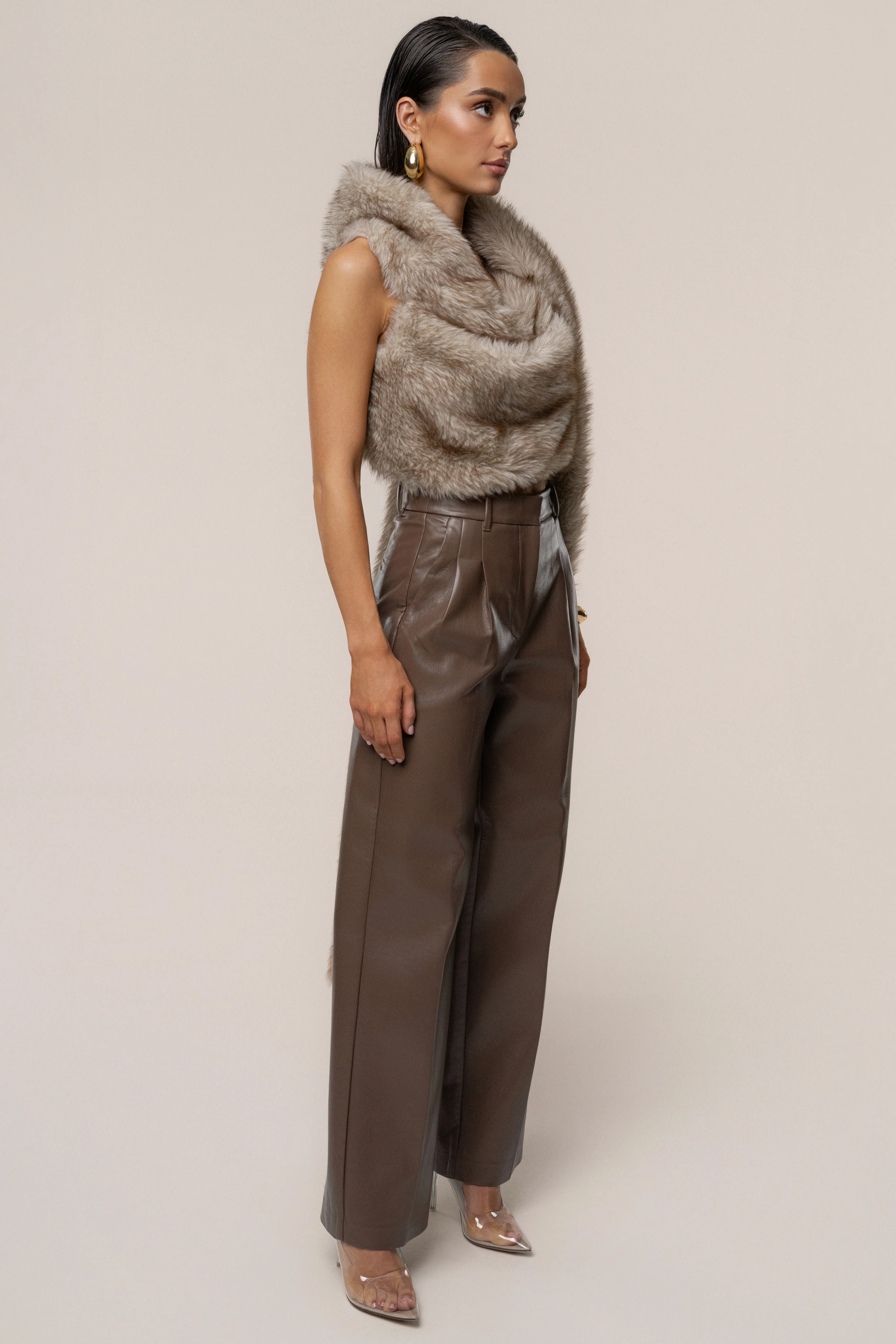Ivory/Brown Winter Bliss Faux Fur Wrap - Image 11