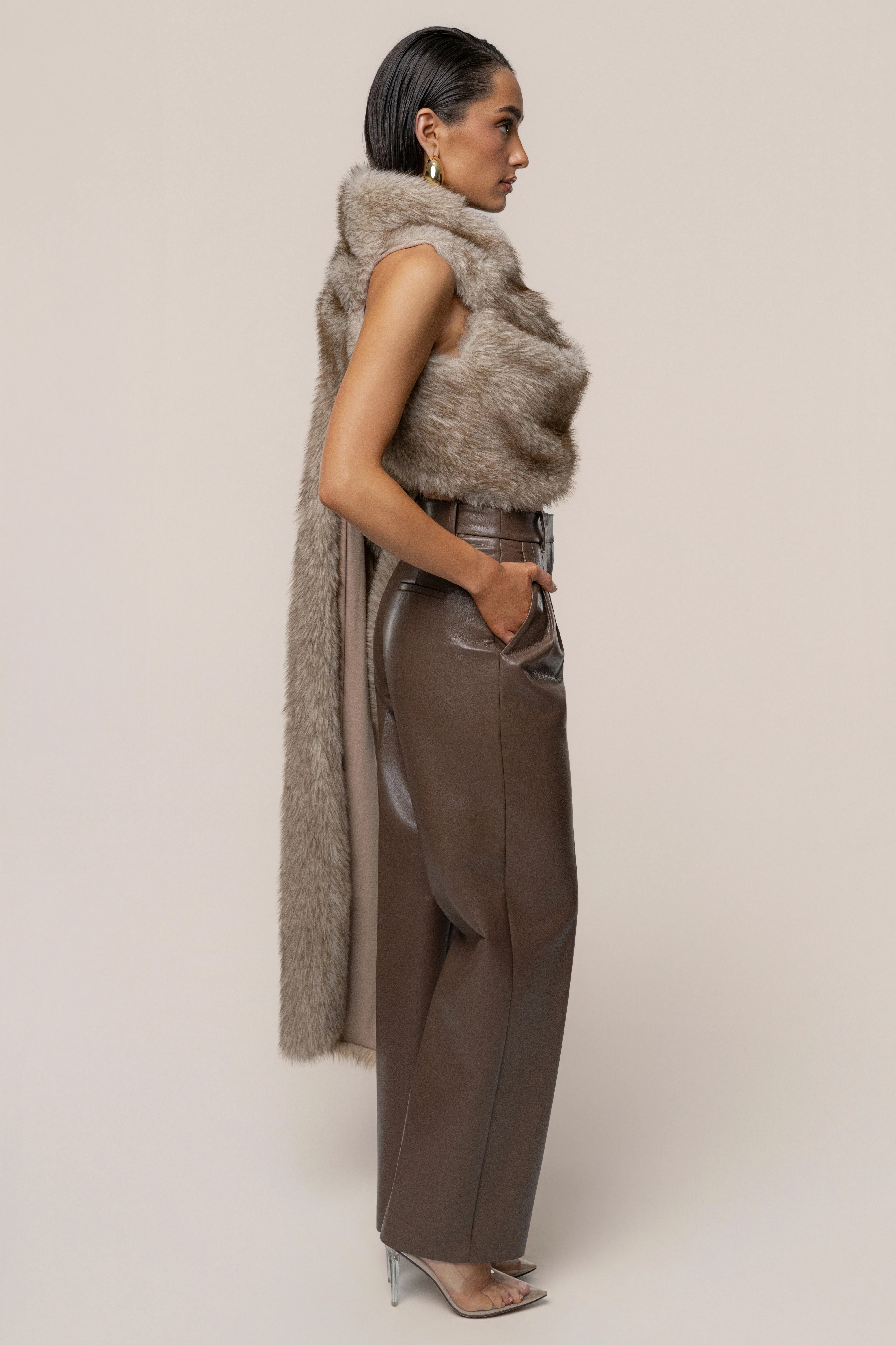 Ivory/Brown Winter Bliss Faux Fur Wrap - Image 13