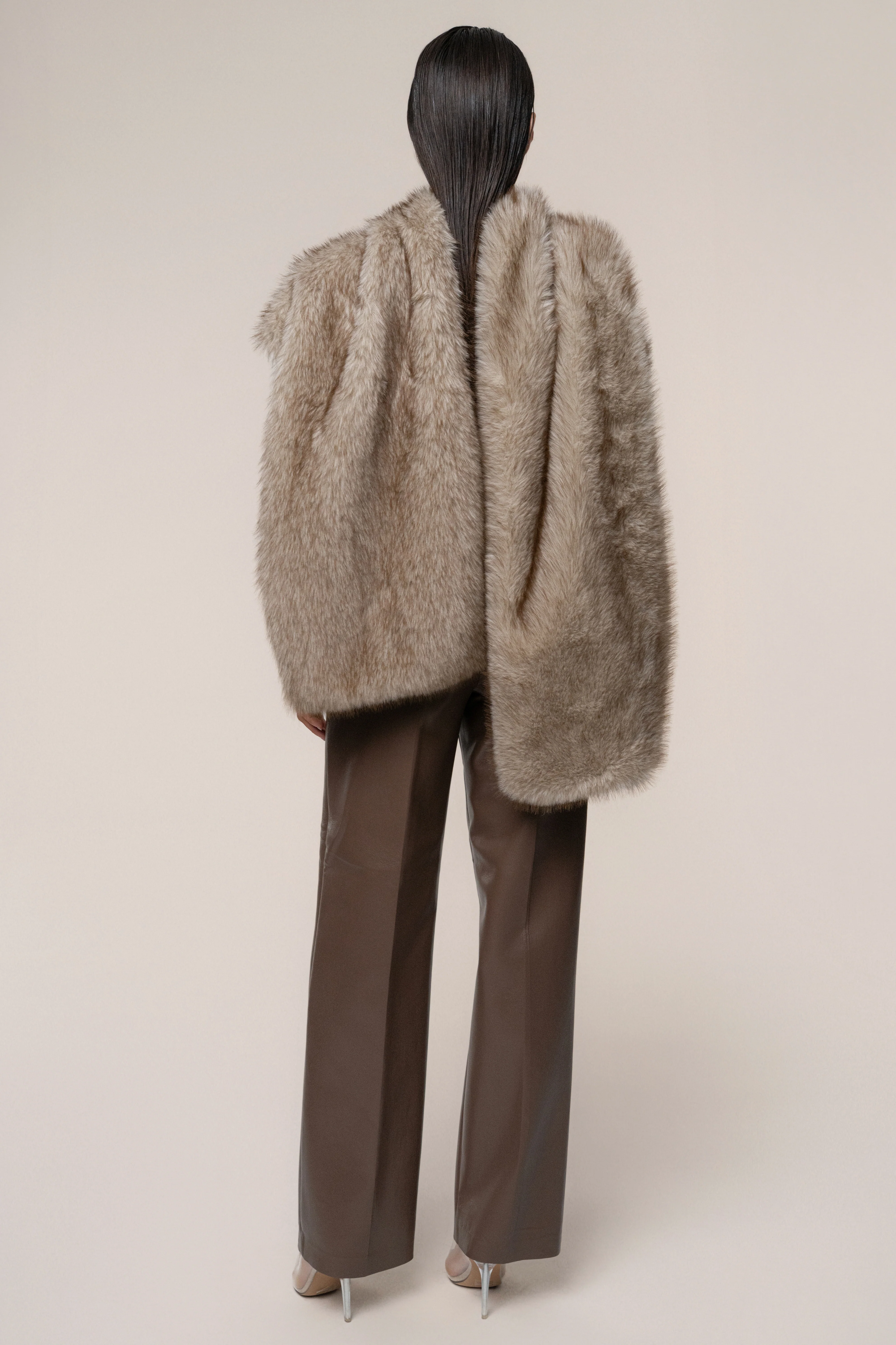 Ivory/Brown Winter Bliss Faux Fur Wrap - Image 15